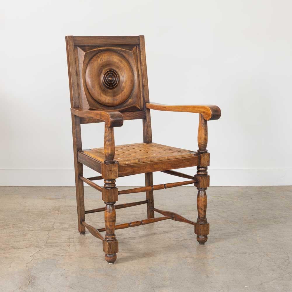 Paar französische Stühle aus Holz und Geflecht von Charles Dudouyt (20. Jahrhundert) im Angebot