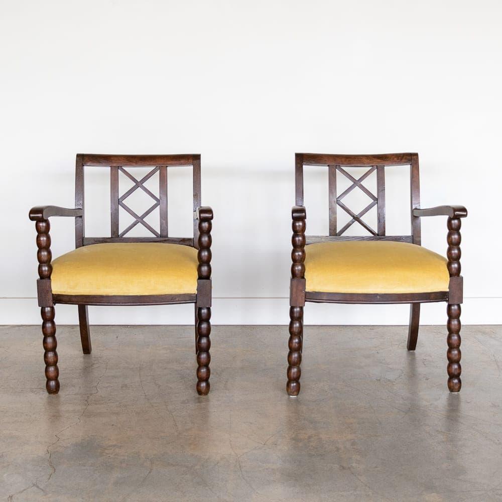 20th Century Pair of French Wood Armchairs For Sale