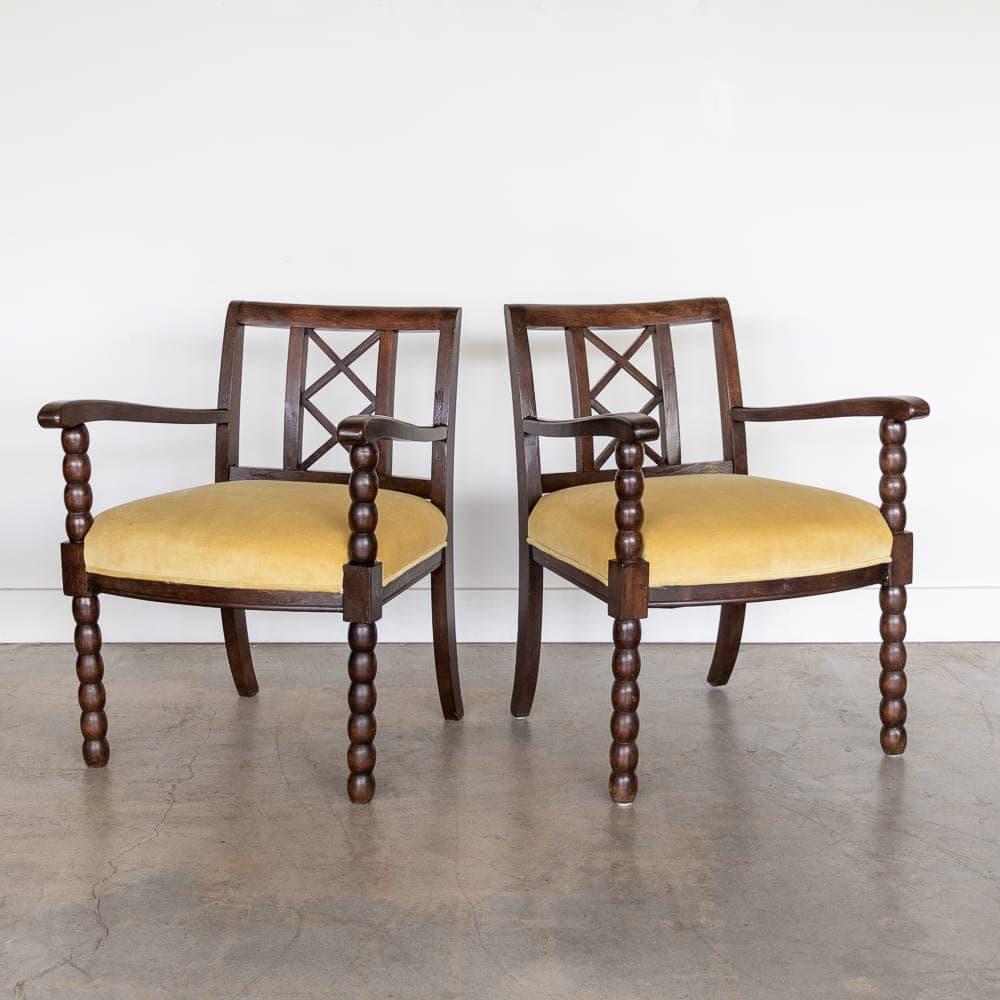 Pair of French Wood Armchairs For Sale 1