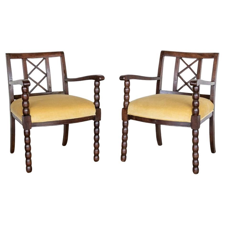 Pair of French Wood Armchairs