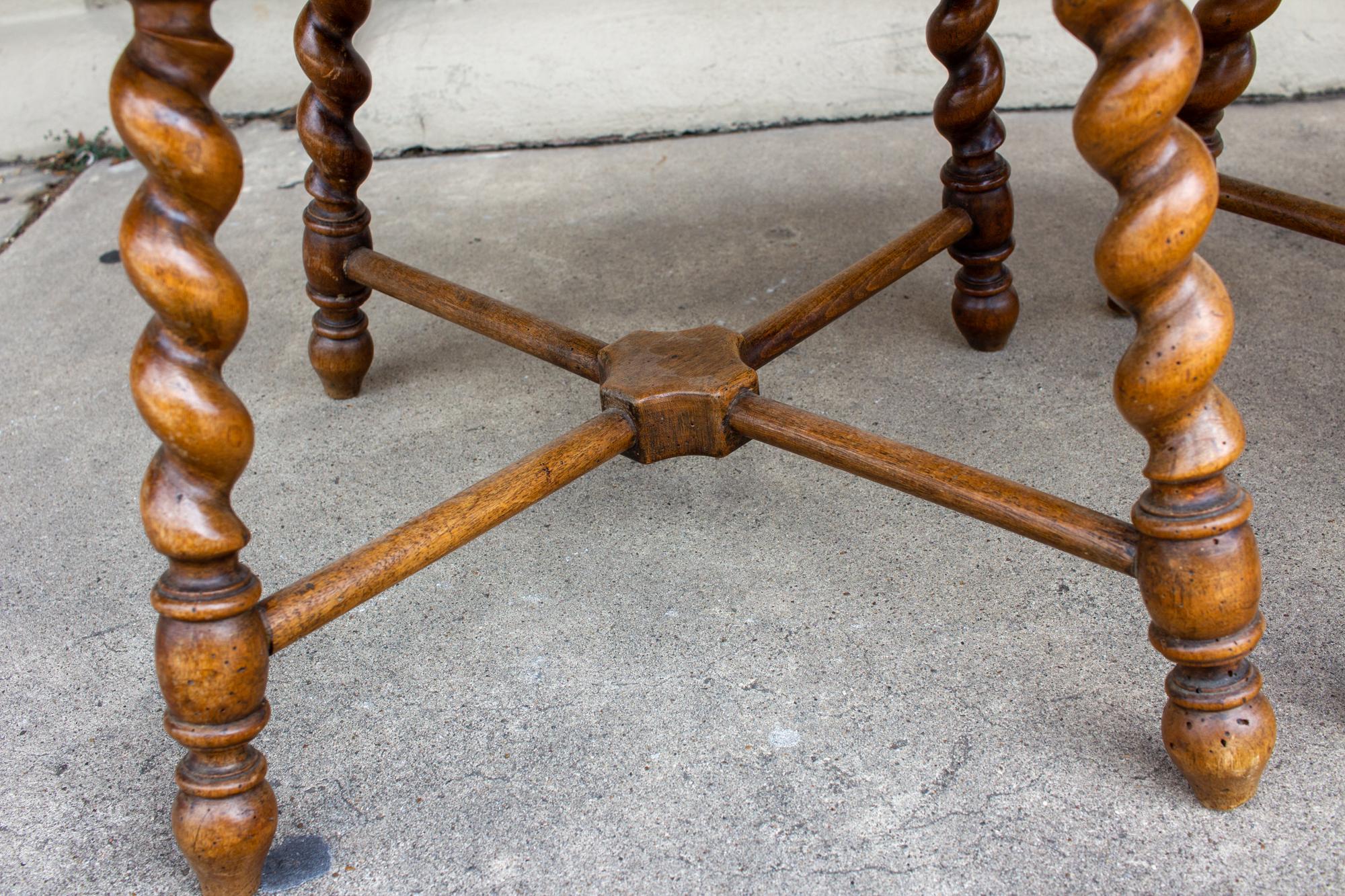 Pair of French Wood Jacobean Style Barley Twist Leg Side Tables, circa 1900 8