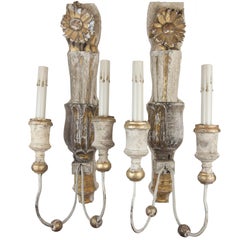 Pair of French Wood Sconces Made from 19th Century Fragments