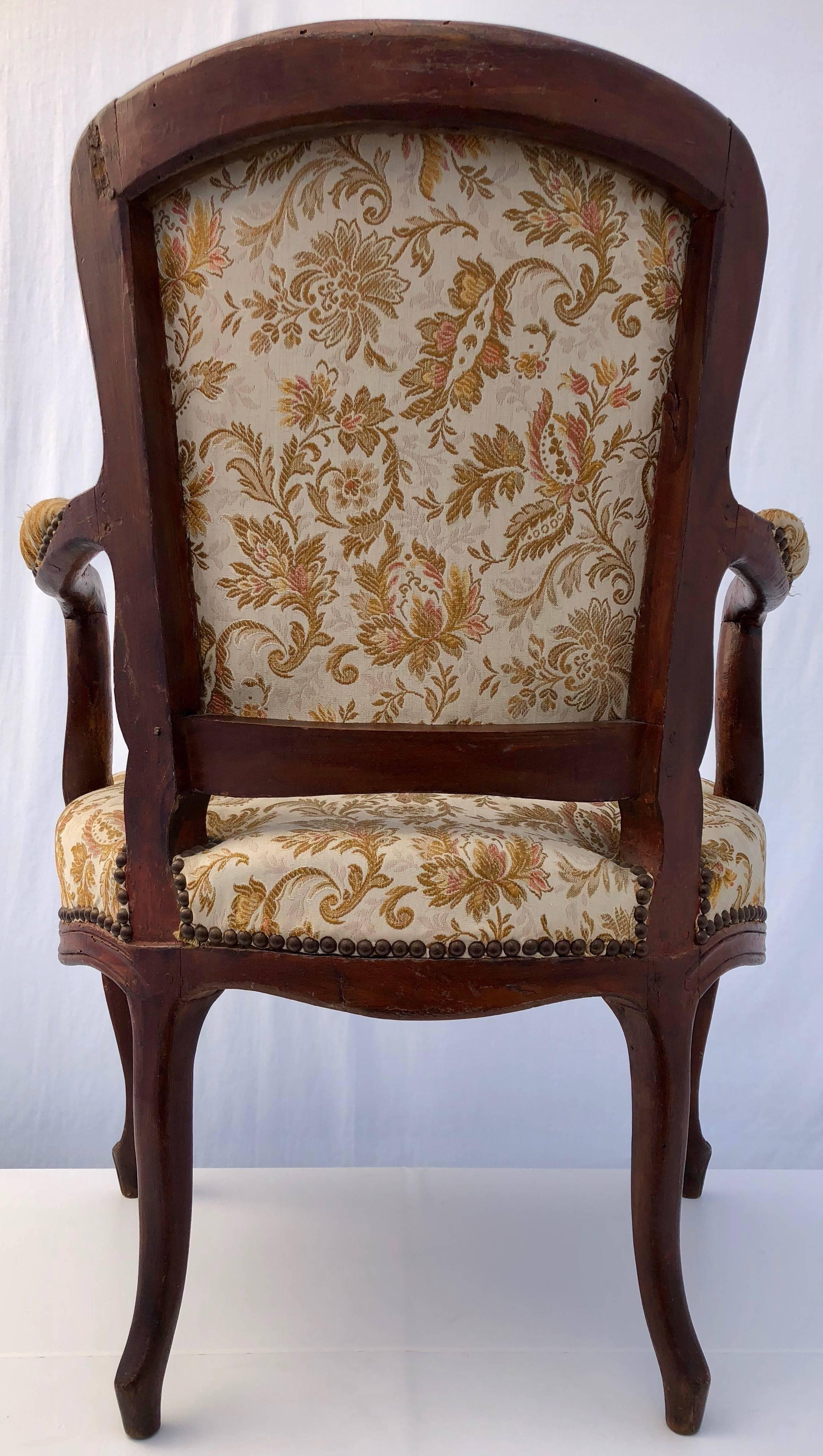 19th Century Pair of French Wood, with Upholstery, Regency Style Armchairs, 1800s For Sale