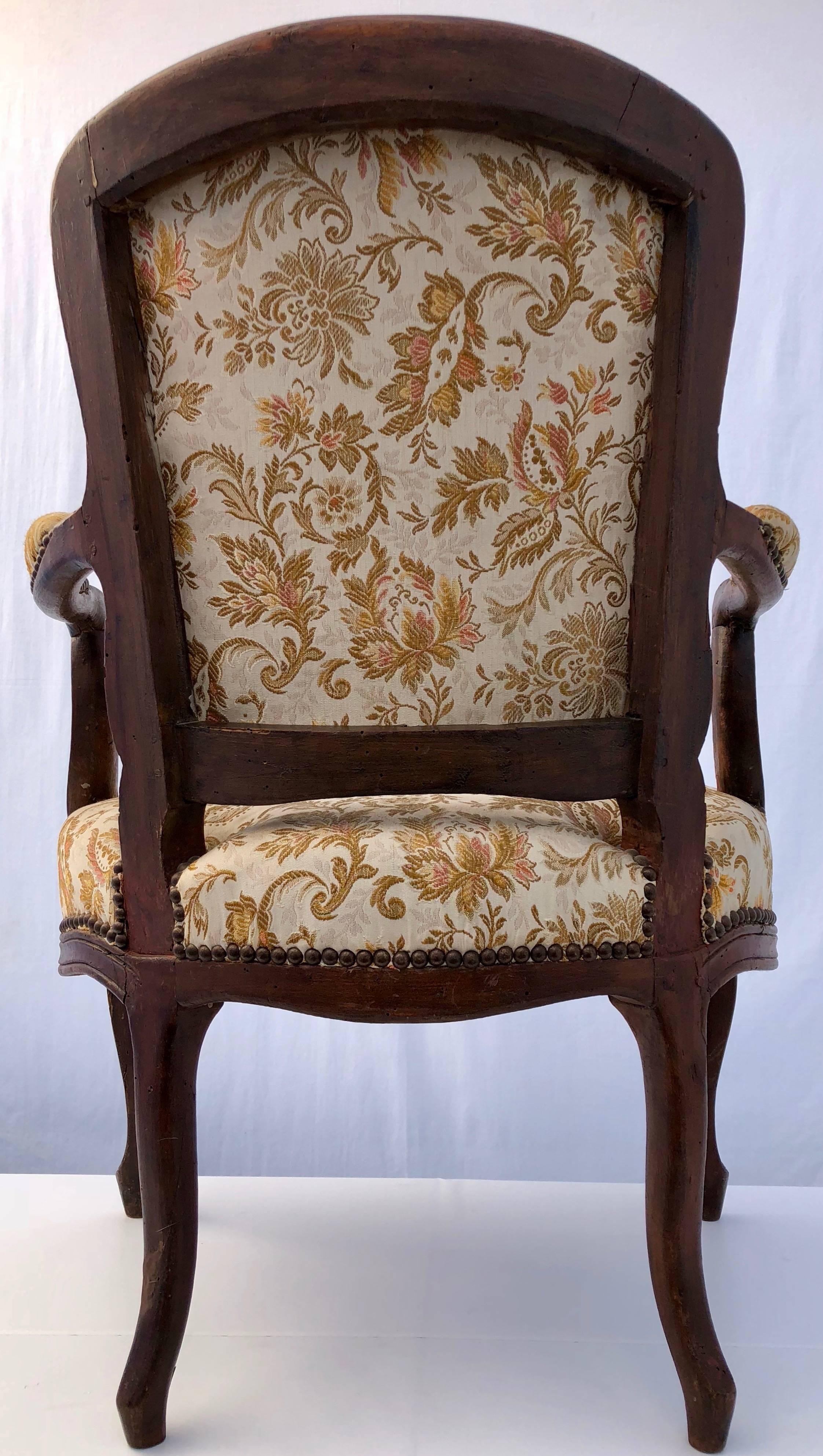 Pair of French Wood, with Upholstery, Regency Style Armchairs, 1800s For Sale 3