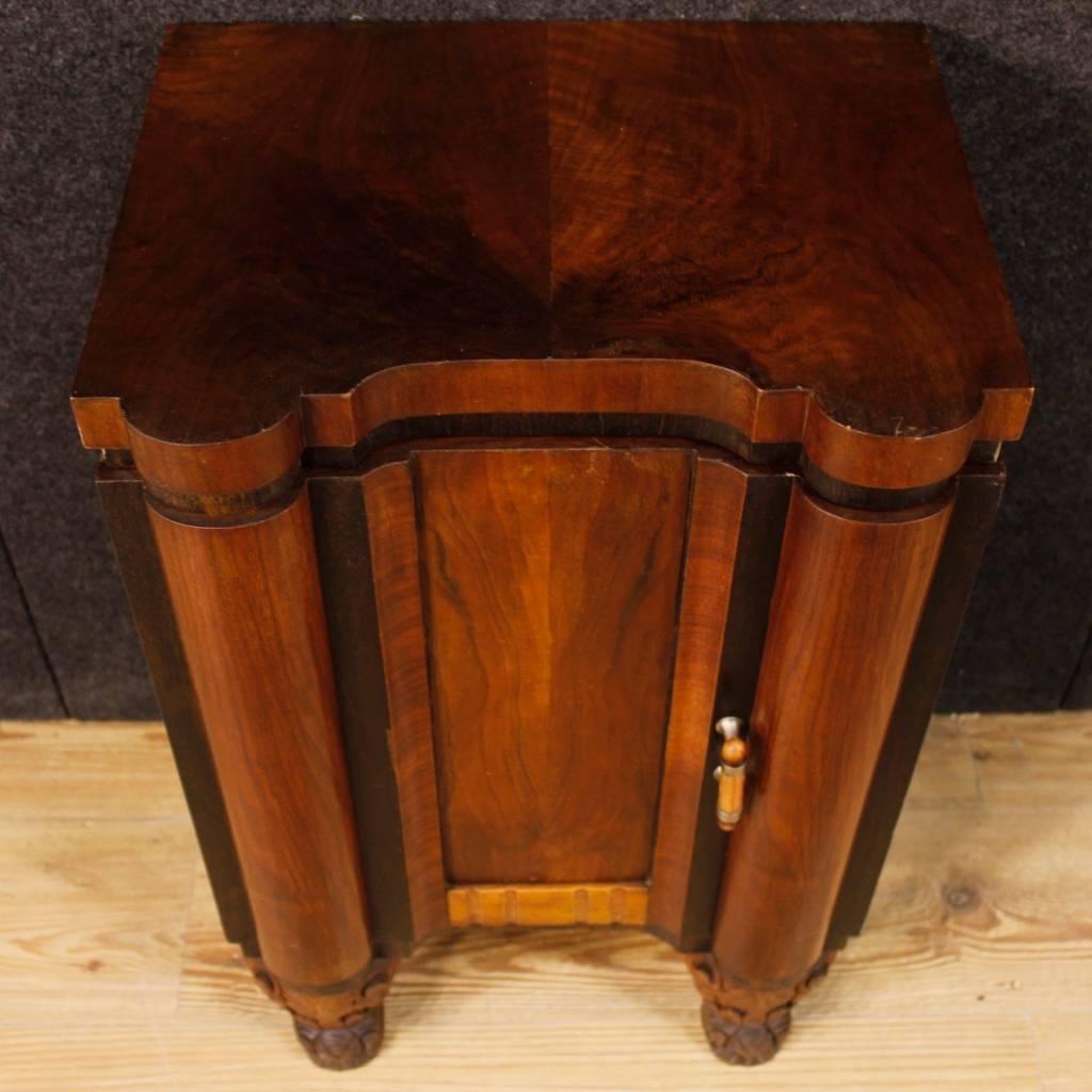 Mid-20th Century  Pair of French Wooden Bedside Tables in Art Deco Style from 20th Century