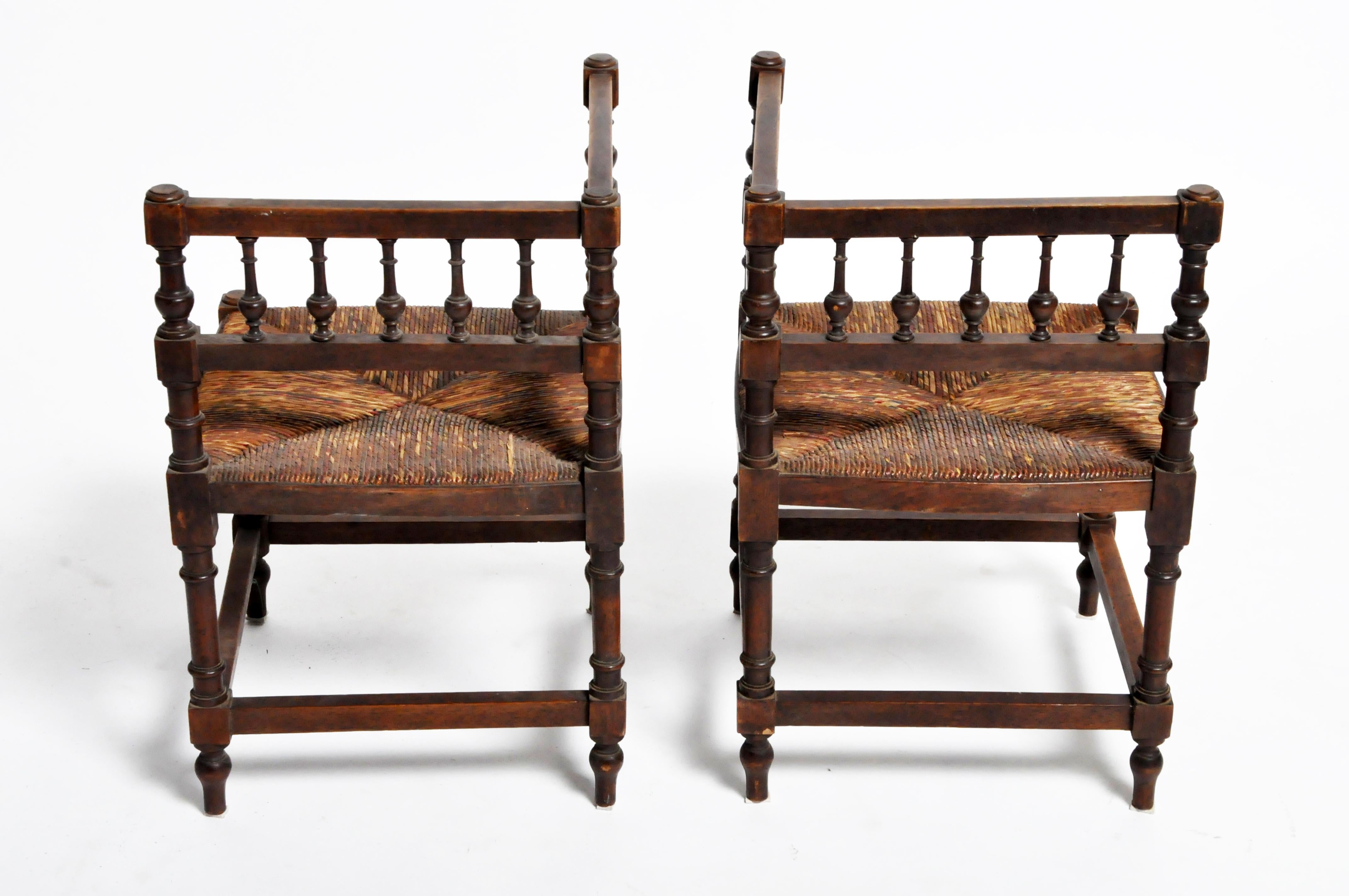 French Provincial Pair of French Wooden Corner Chairs