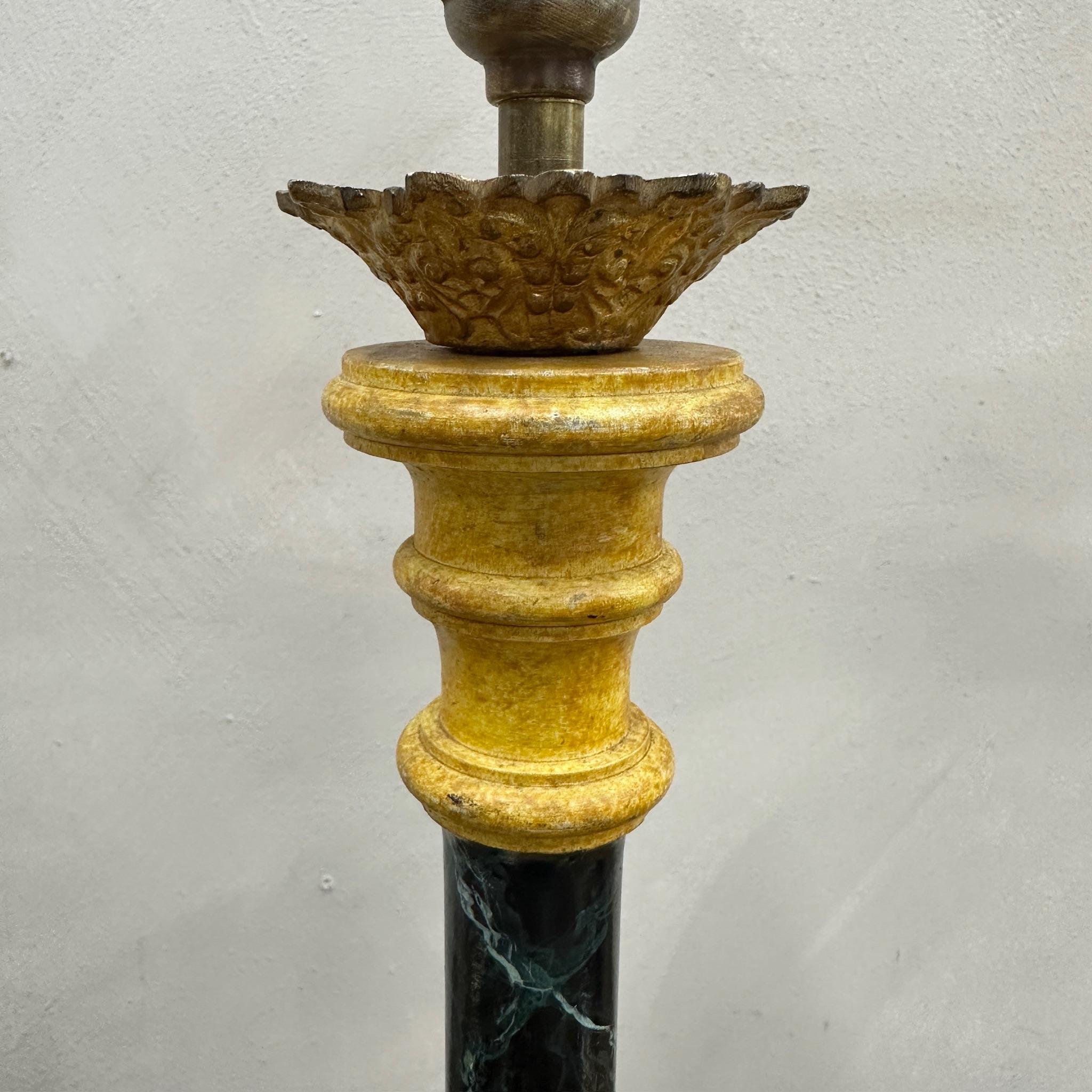 Pair of French Wooden Faux Marble Lamps In Good Condition For Sale In Southampton, GB