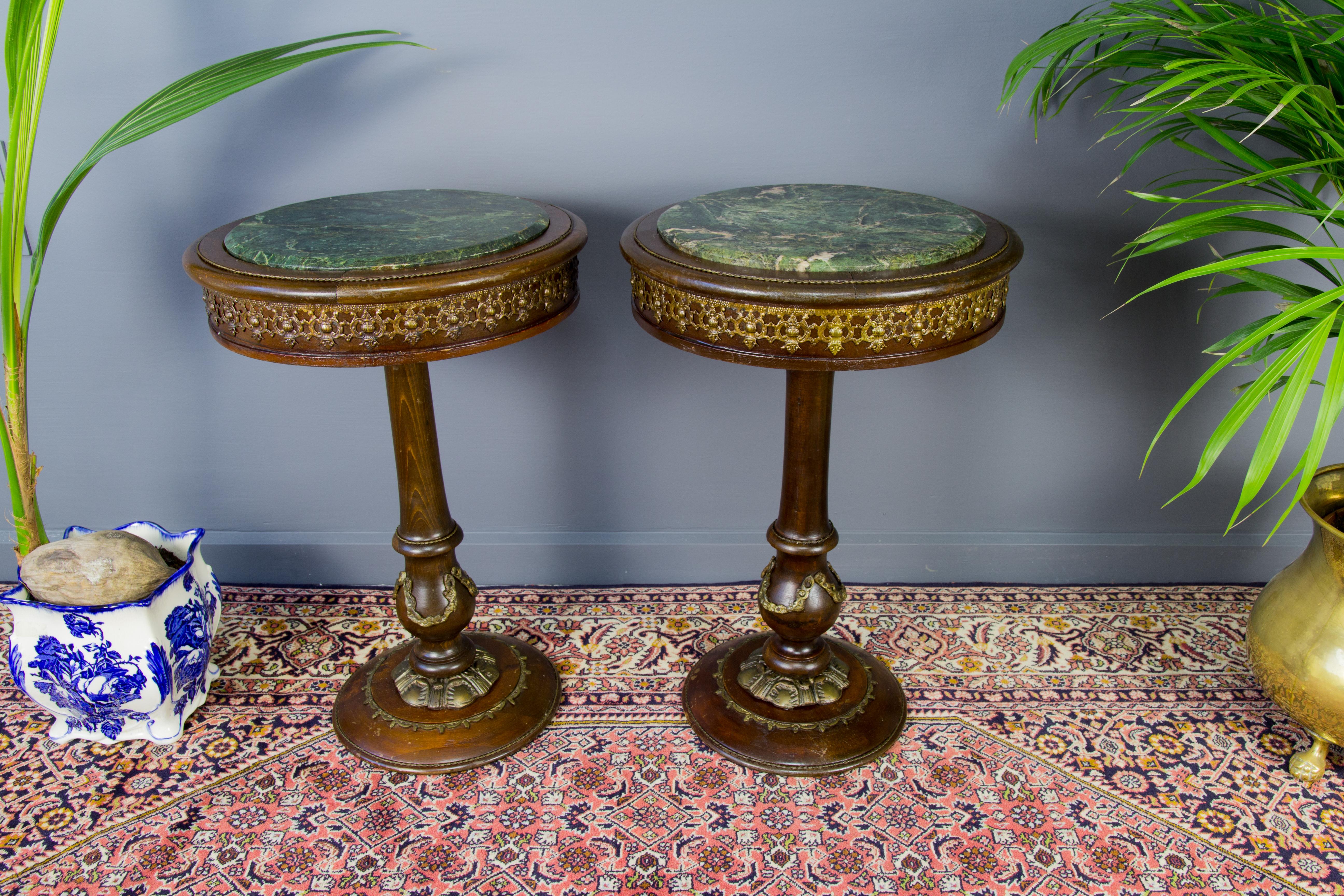 Pair of French Wooden Marble-Top Pedestals 10