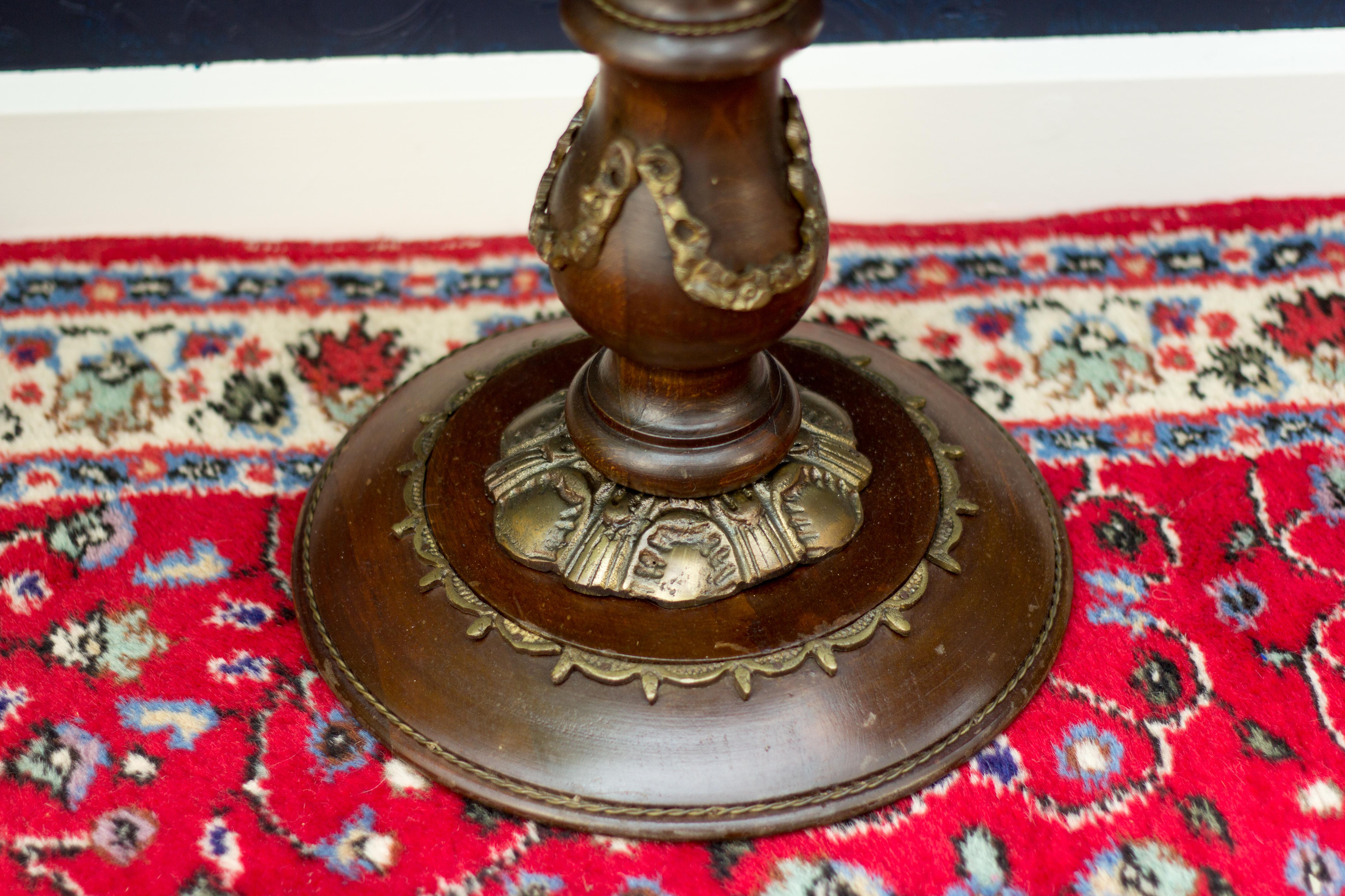 Pair of French Wooden Marble-Top Pedestals 1