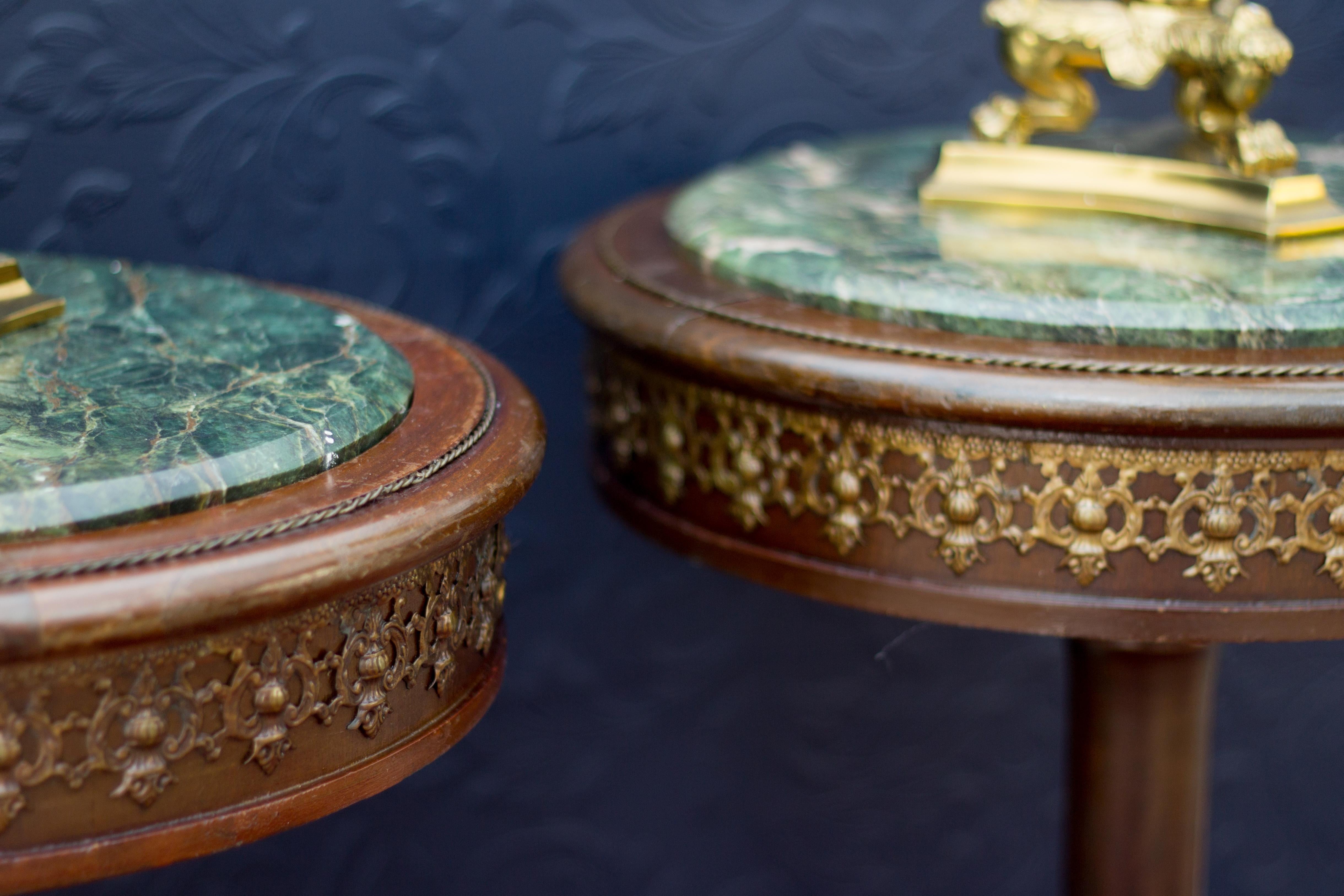 Pair of French Wooden Marble-Top Pedestals 2