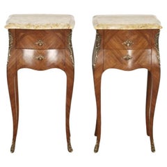 Vintage Pair of French Wooden Nightstands