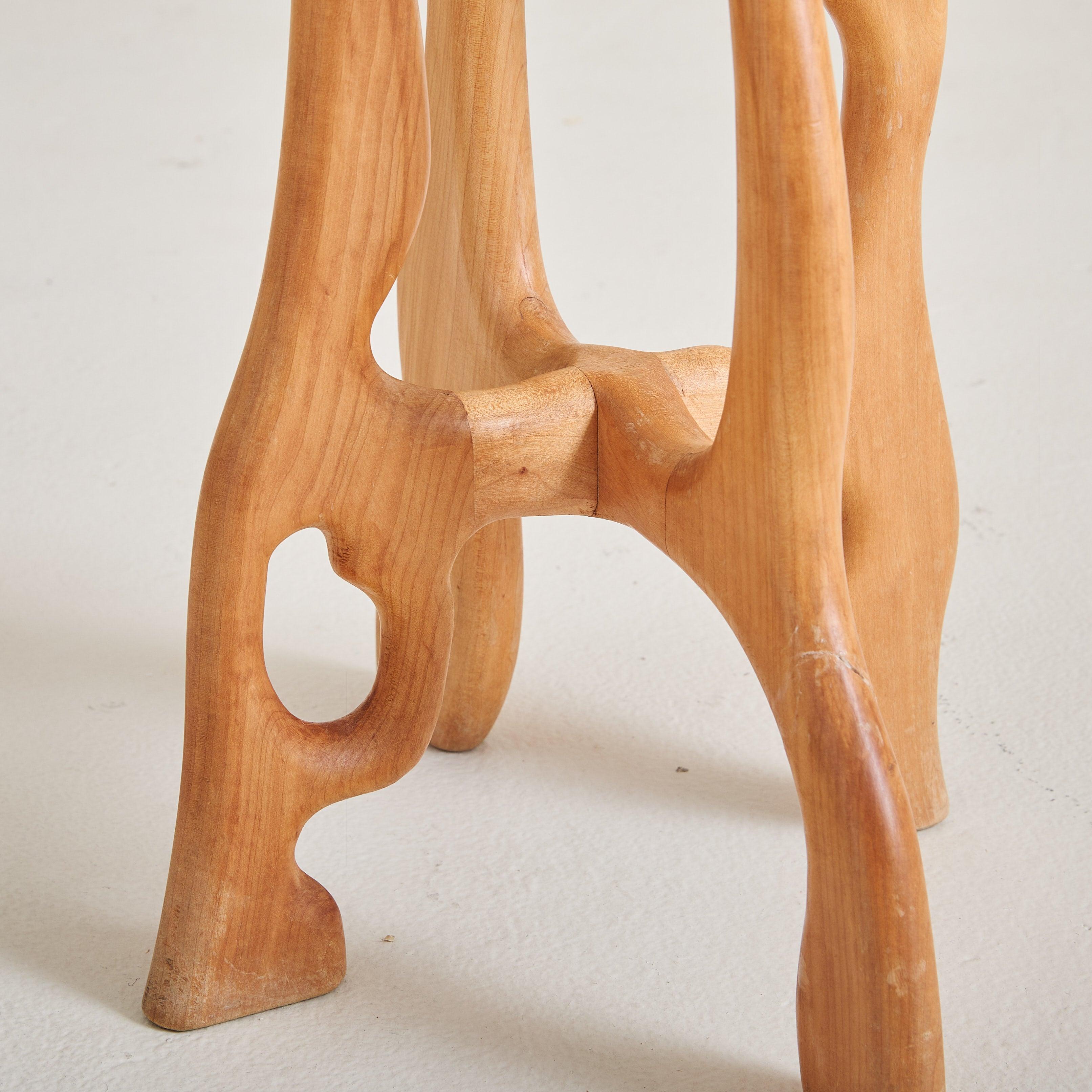 Metà XX secolo Coppia di sgabelli francesi in legno color crema, anni '60 in vendita