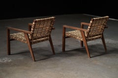 Pair of French Woven Lounge Chairs