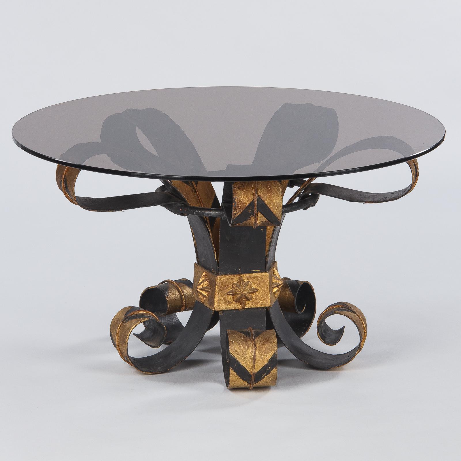 Mid-Century Modern Pair of French Wrought Iron and Glass Coffee Tables, 1960s