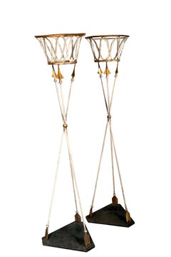 Pair Of French Wrought Iron And Tole Planters