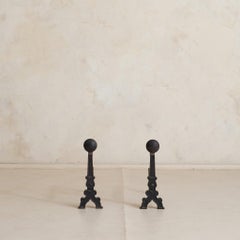Pair of French Wrought-Iron Andirons, 1930s