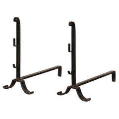Paar französische Schmiedeeisen-Andirons