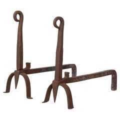 Pair of French Wrought Iron Andirons