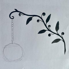 Pair of French wrought iron architectural elements, lamp brackets, garden arches