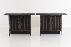 Pair of French Wrought Iron Balcony Railings Transformed into Custom Consoles