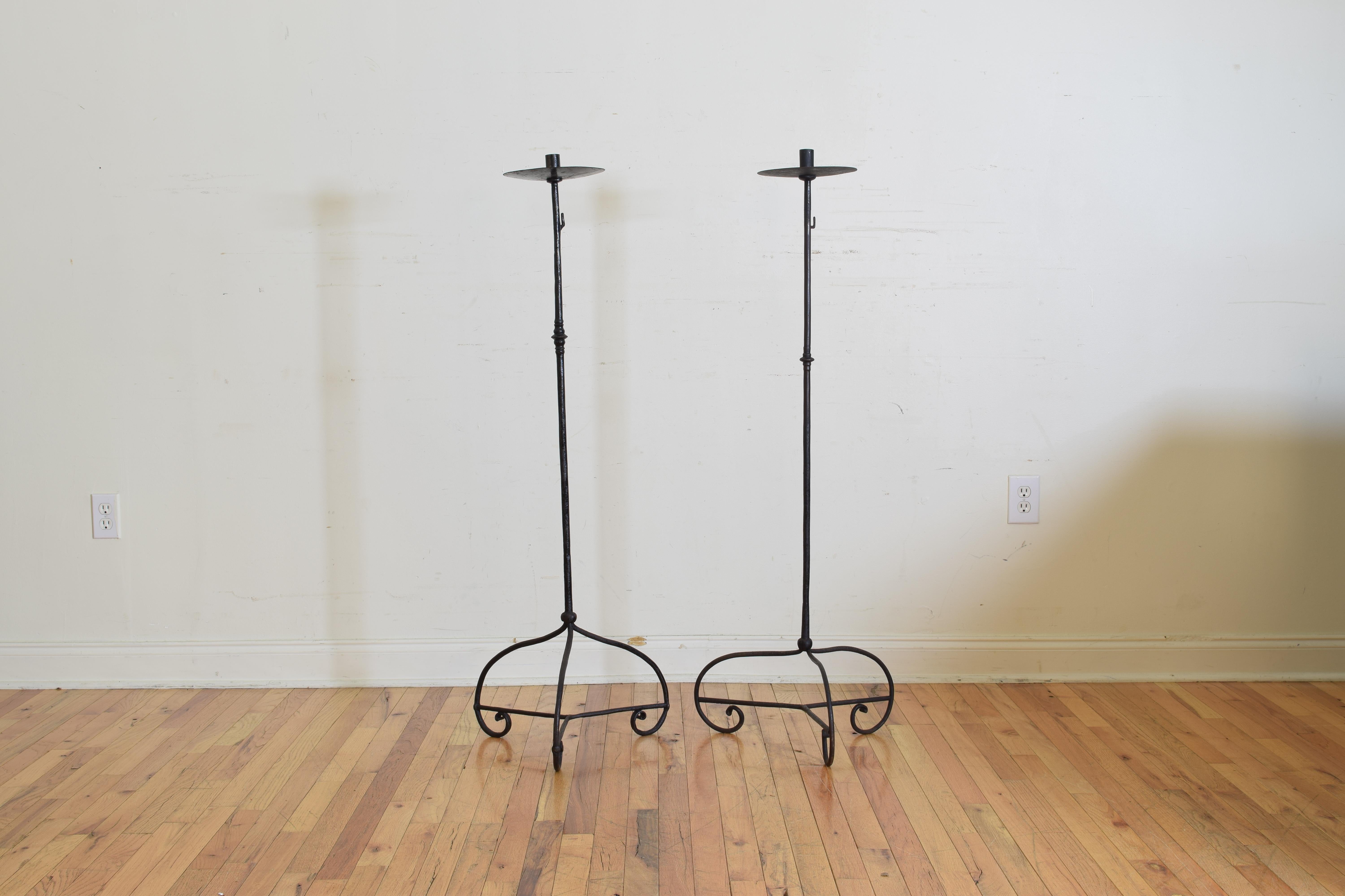 Pair of French Wrought Iron Baroque Revival Torcheres In Excellent Condition In Atlanta, GA