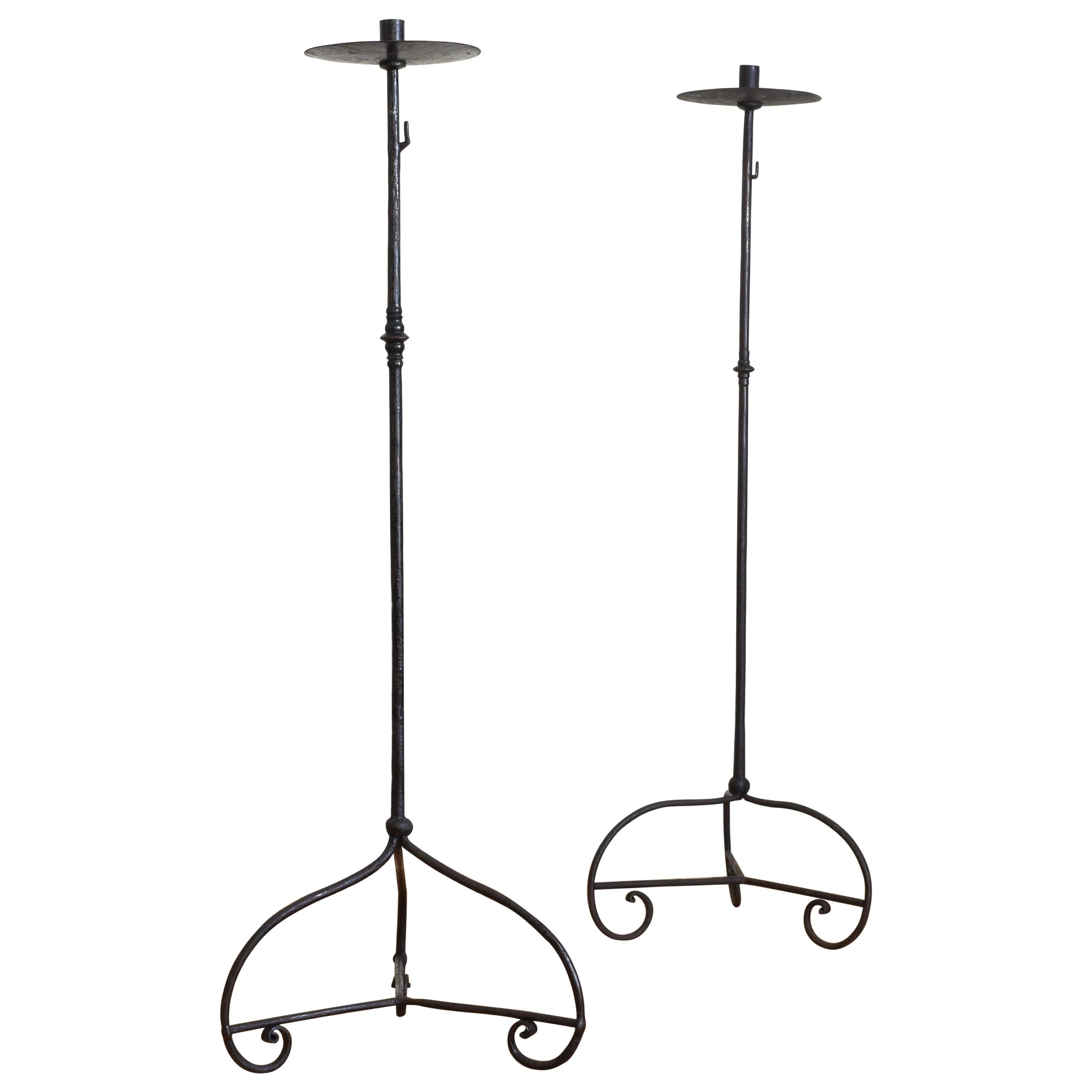 Pair of French Wrought Iron Baroque Revival Torcheres