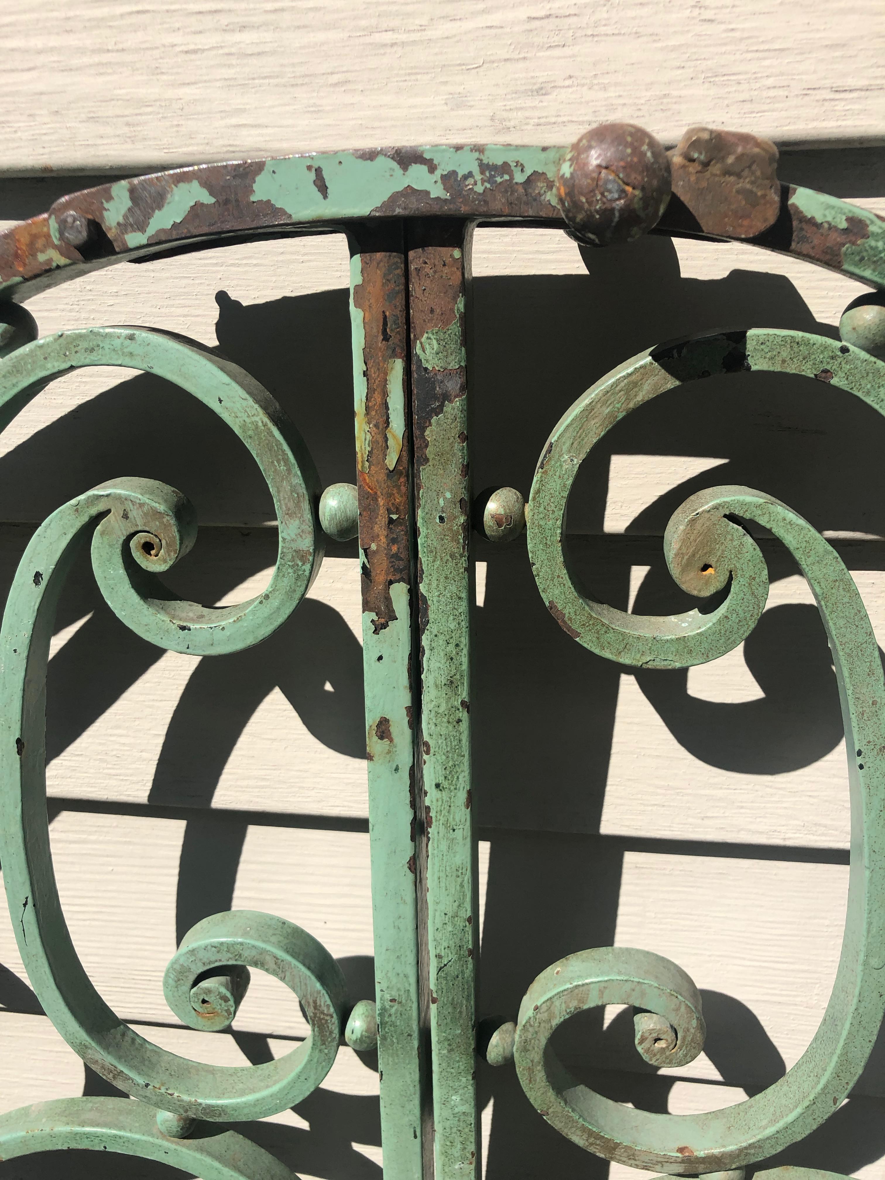 Hand-Crafted Pair of French Wrought Iron Beaux Arts-Style Gates with Mounting Hardware #1