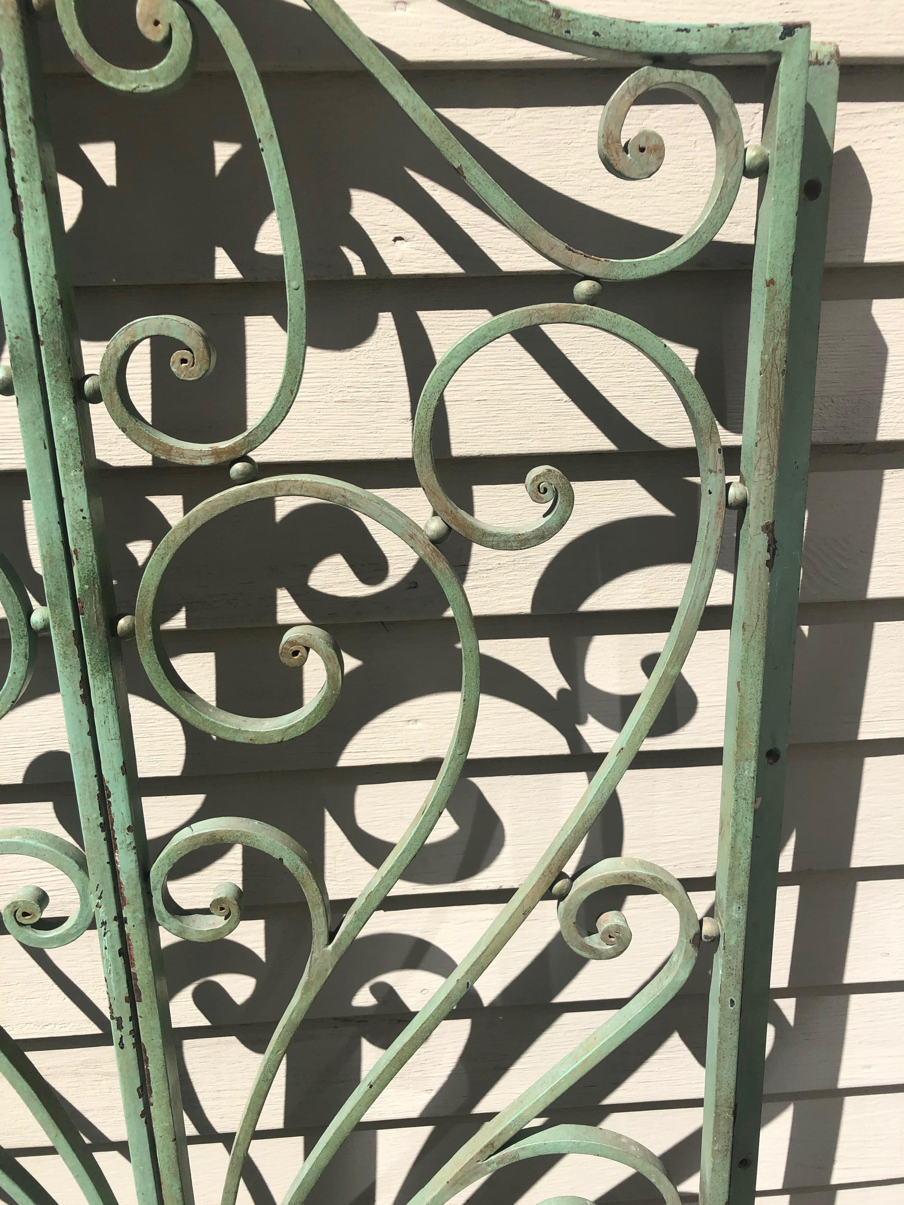 20th Century Pair of French Wrought Iron Beaux Arts-Style Gates with Mounting Hardware #1