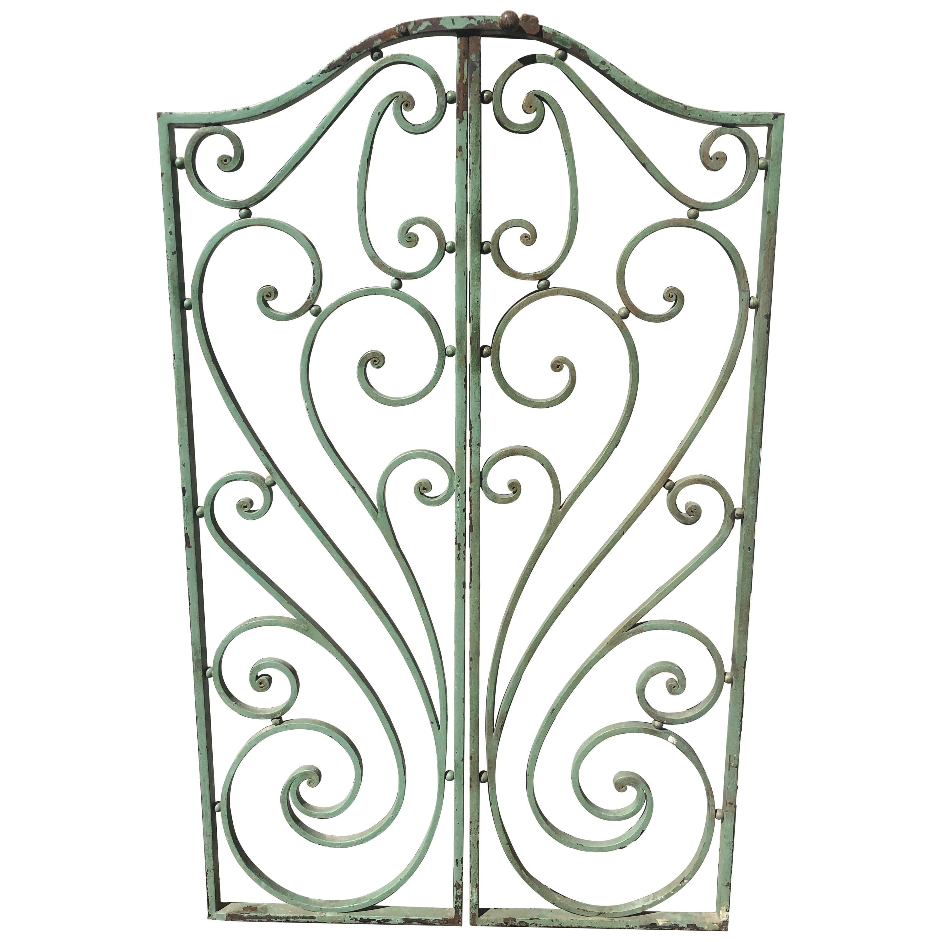 Pair of French Wrought Iron Beaux Arts-Style Gates with Mounting Hardware #1