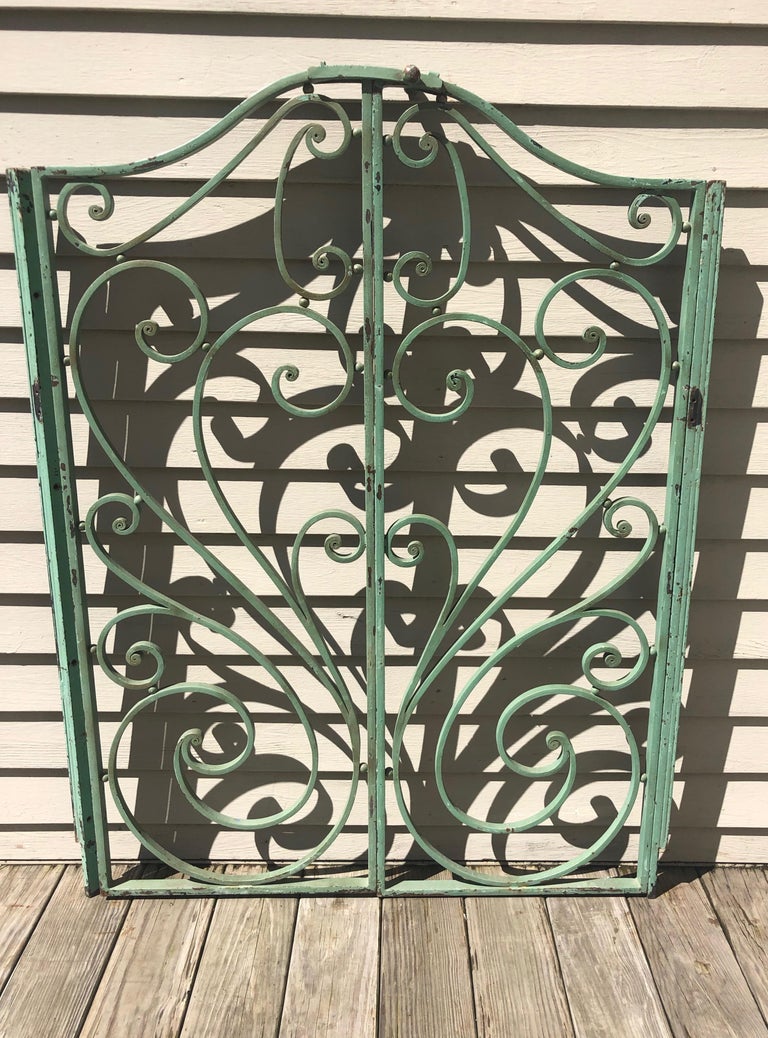 Pair of French Wrought Iron Beaux ArtsStyle Gates with Mounting