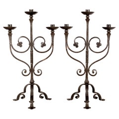 Pair of French Wrought Iron Candelabras