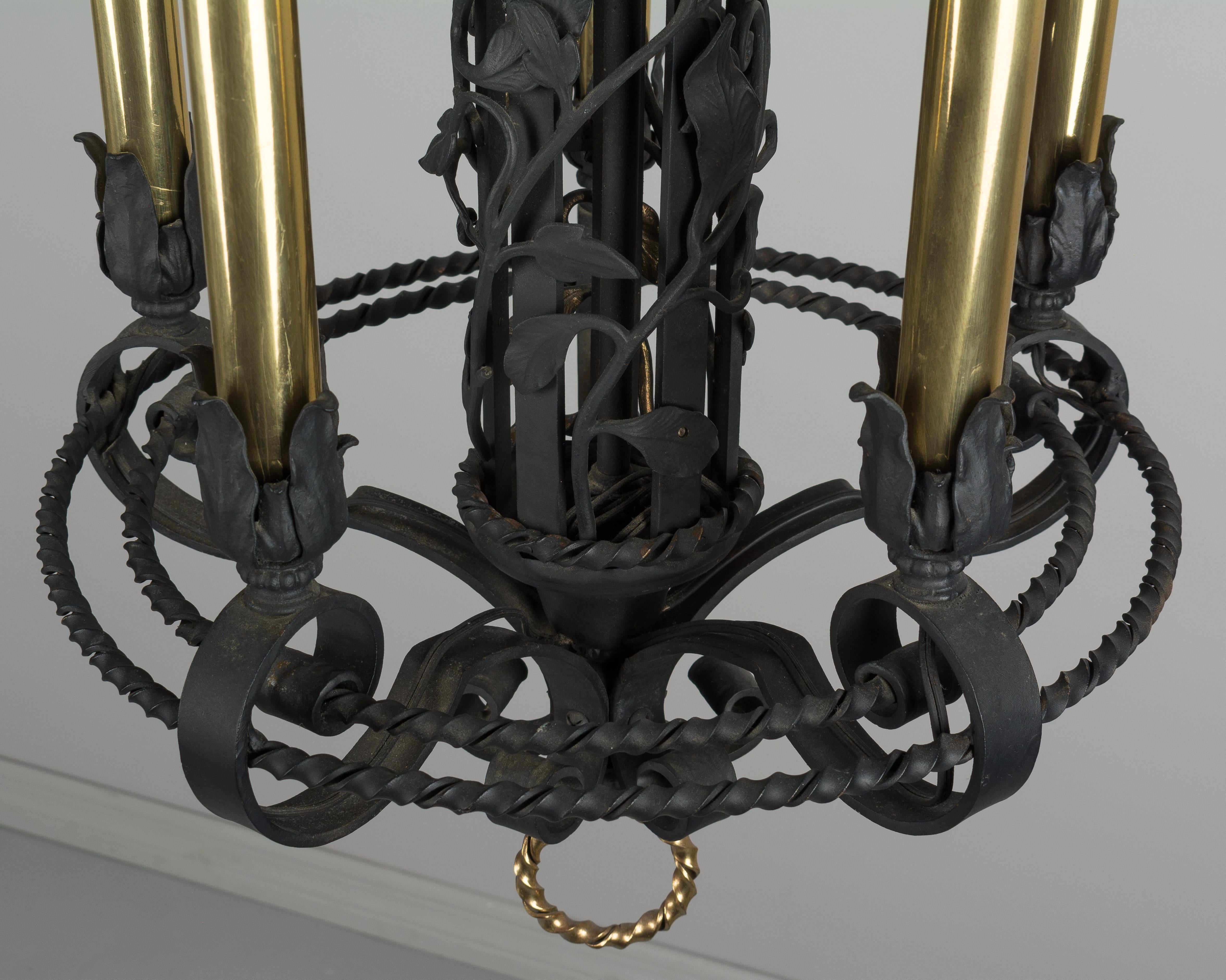 Pair of French Wrought Iron Chandeliers 5
