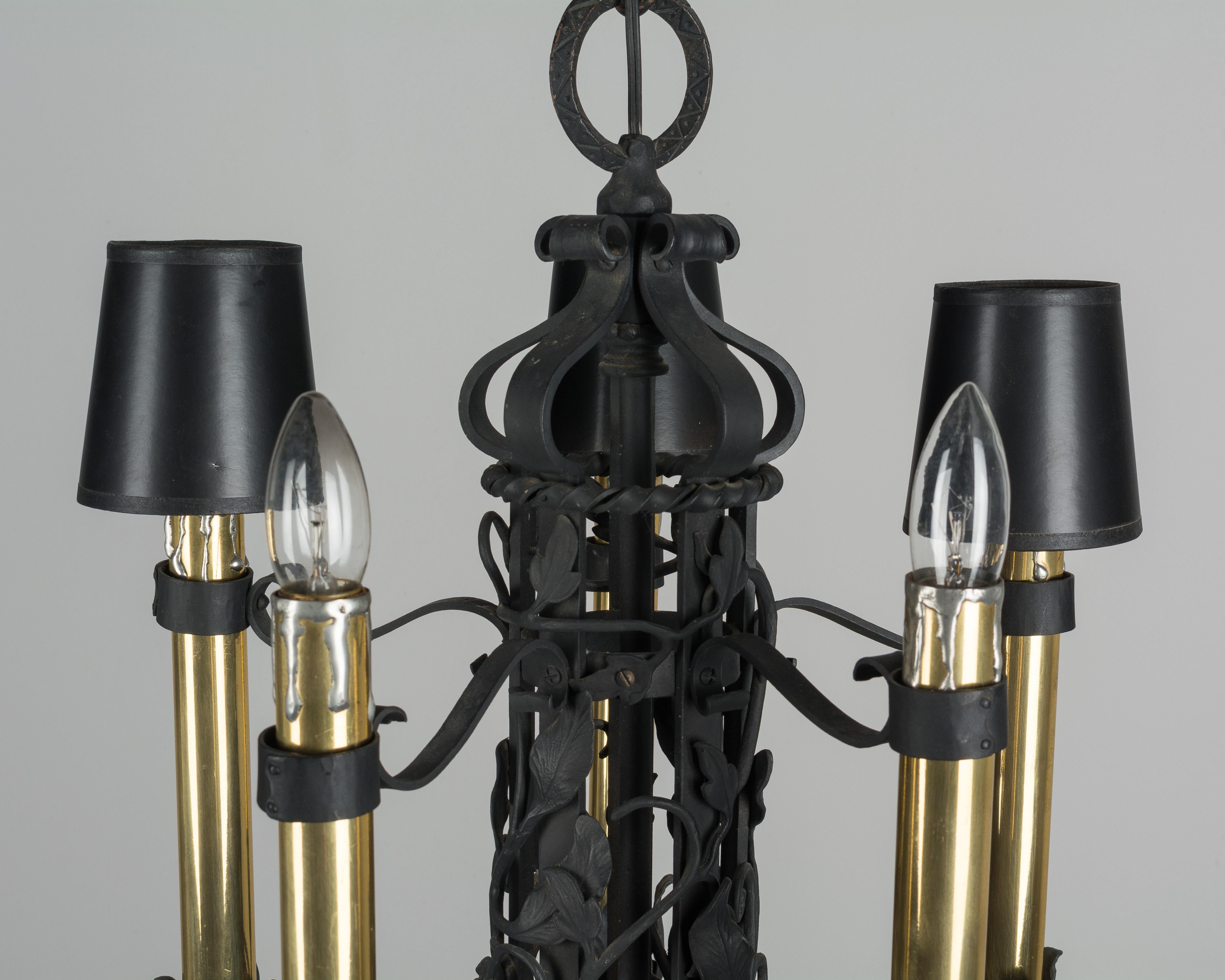 Pair of French Wrought Iron Chandeliers 6