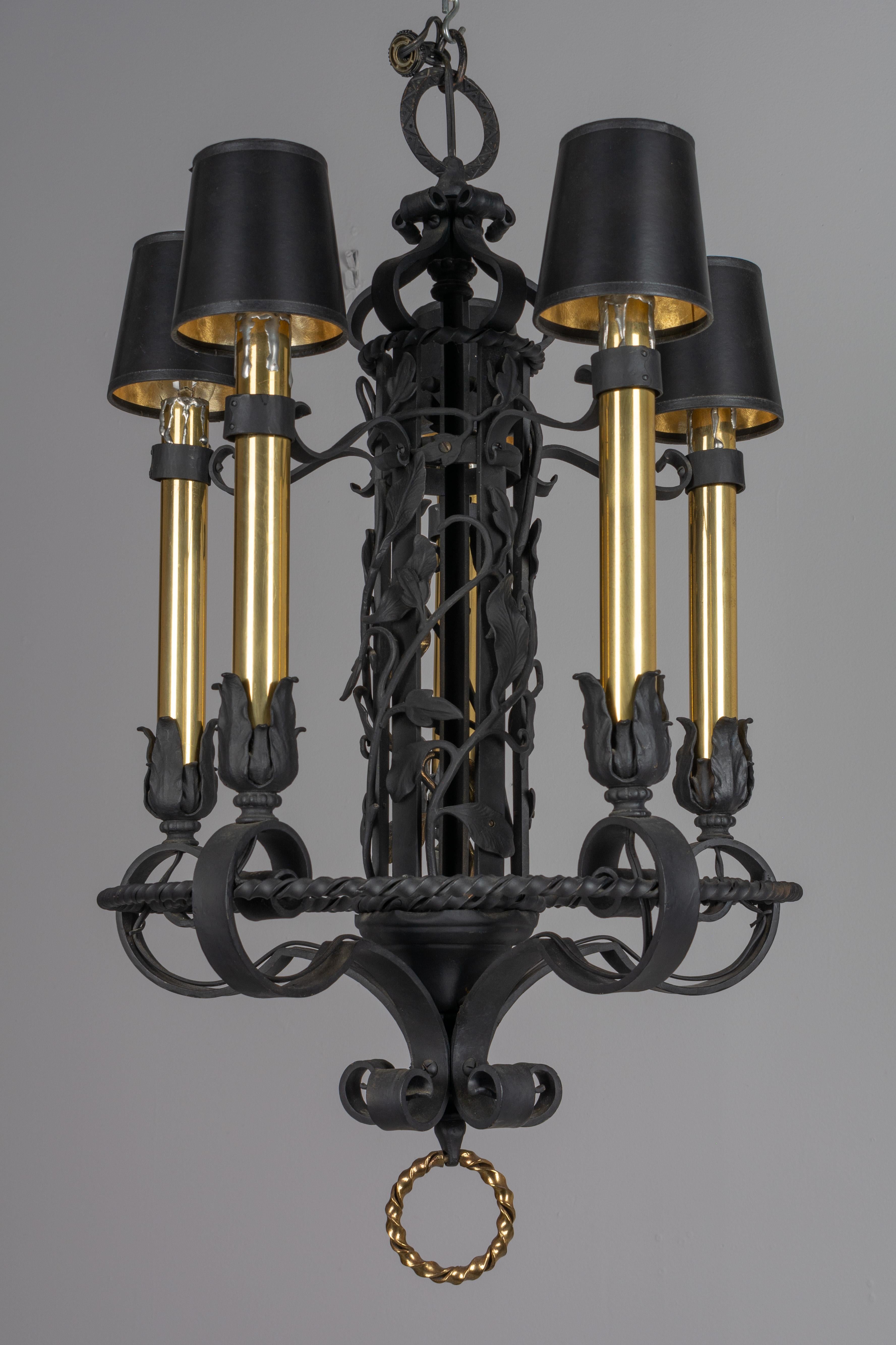 Pair of French Wrought Iron Chandeliers 1
