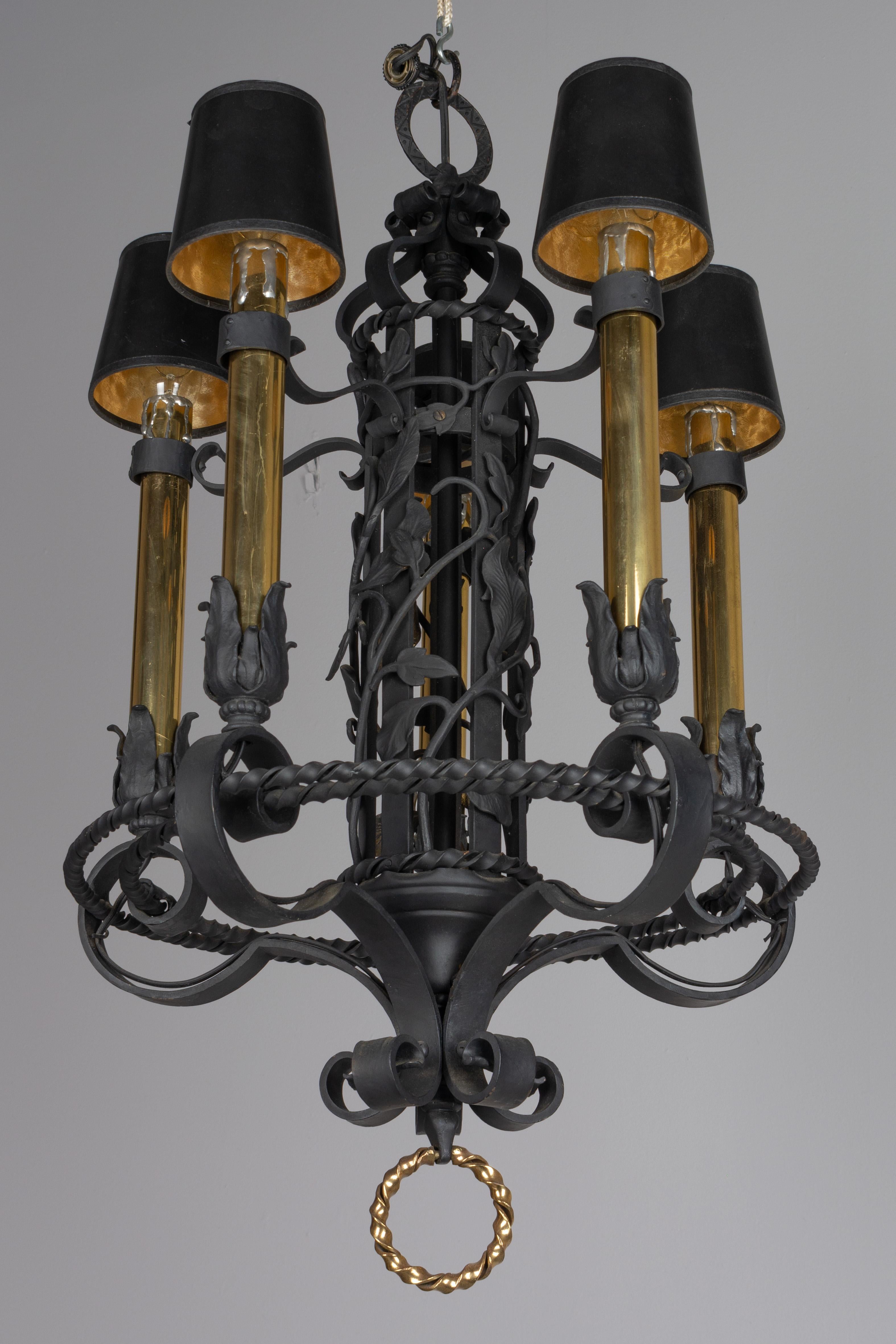 Pair of French Wrought Iron Chandeliers 2