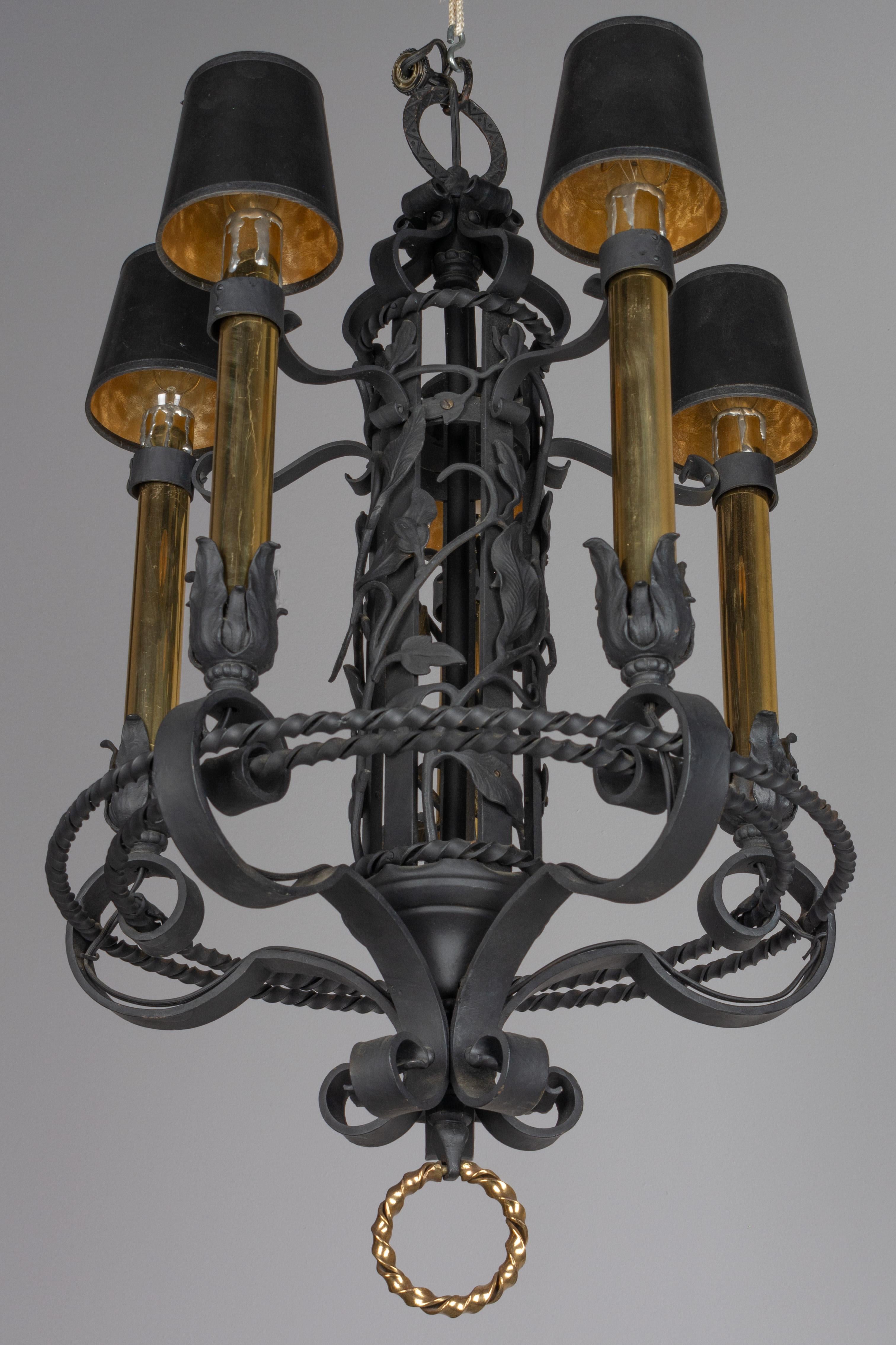 Pair of French Wrought Iron Chandeliers 3