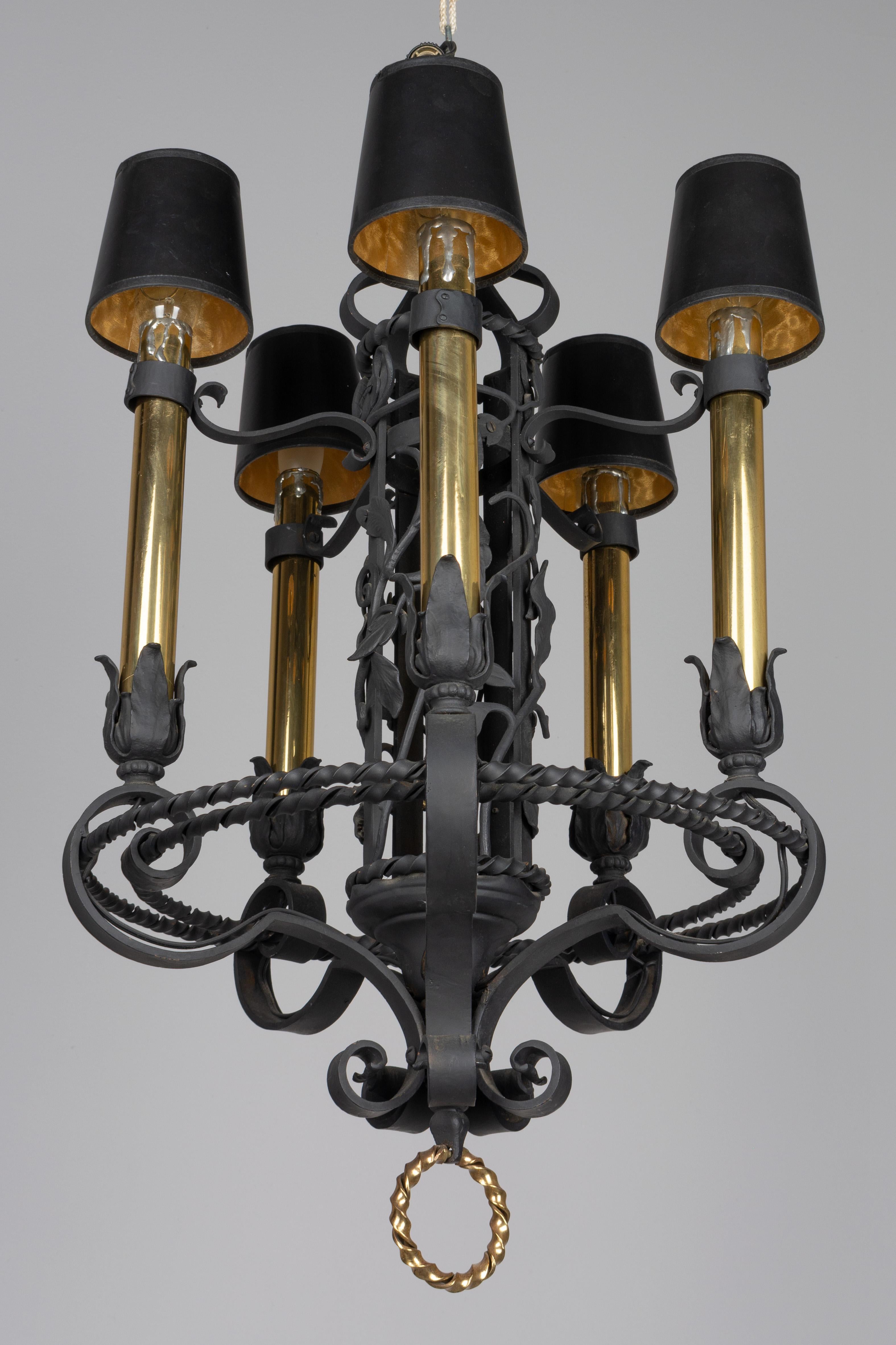 Pair of French Wrought Iron Chandeliers 4