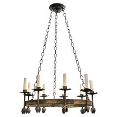 Pair of French Wrought Iron Chandeliers, Sold Individually
