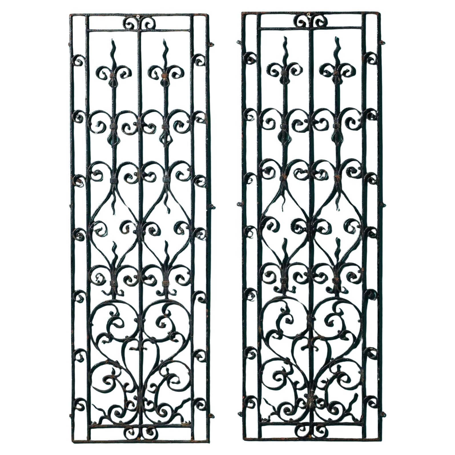 Pair of French Wrought Iron Decorative Wall Panels For Sale