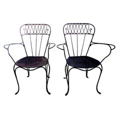 Pair of French Wrought Iron Garden Chairs, circa 1940