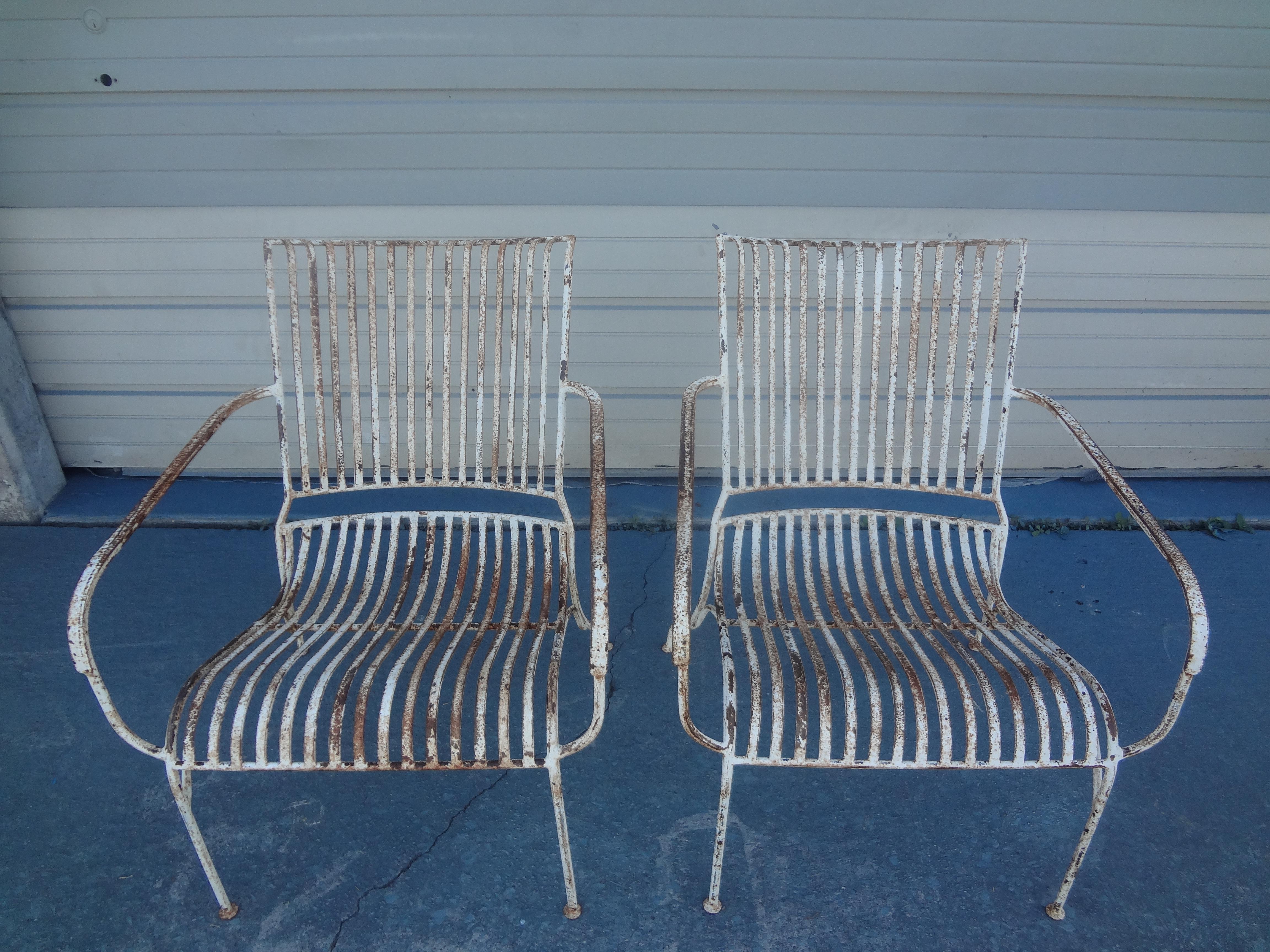 Pair Of French Wrought Iron Garden Chairs For Sale 5