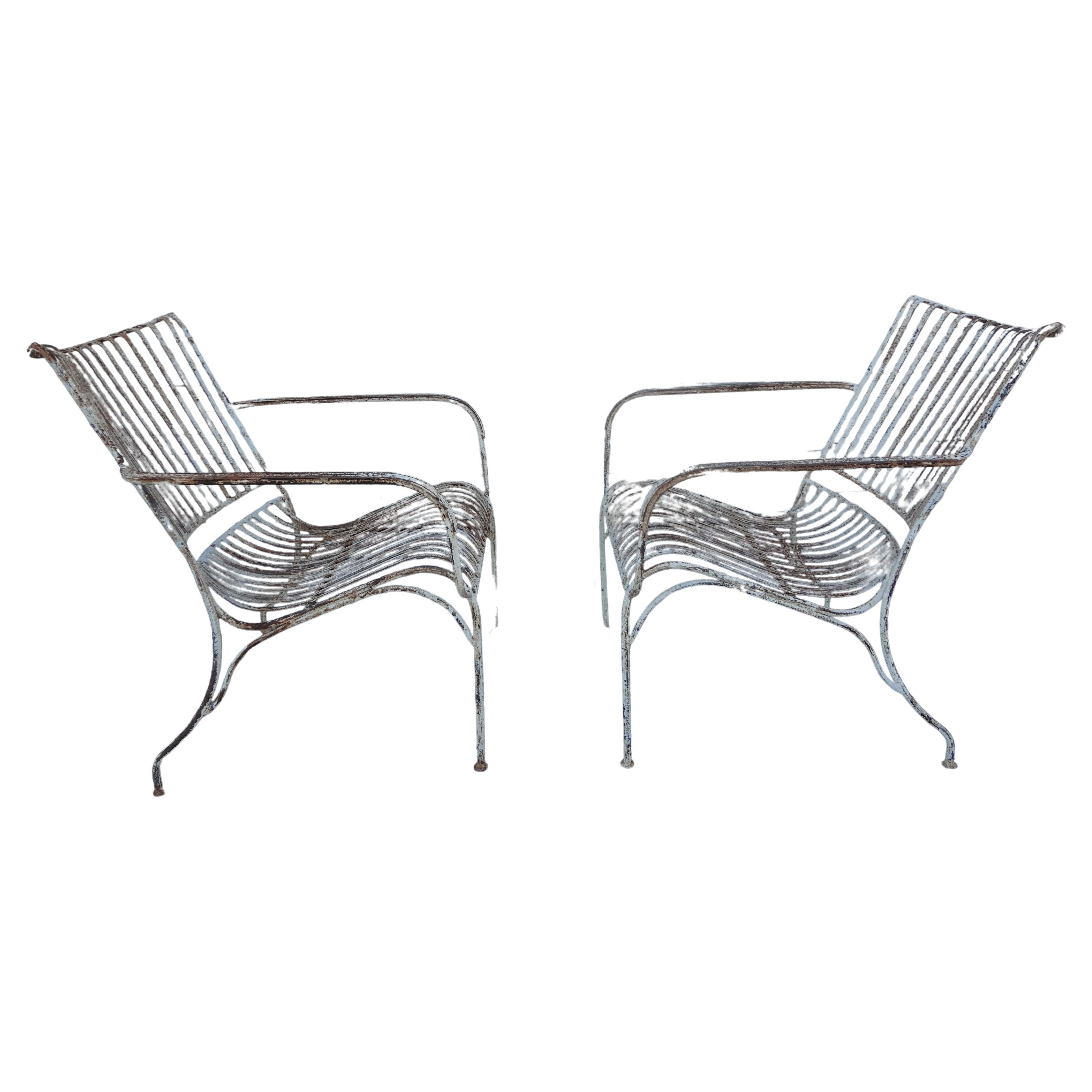 Pair Of French Wrought Iron Garden Chairs For Sale 6