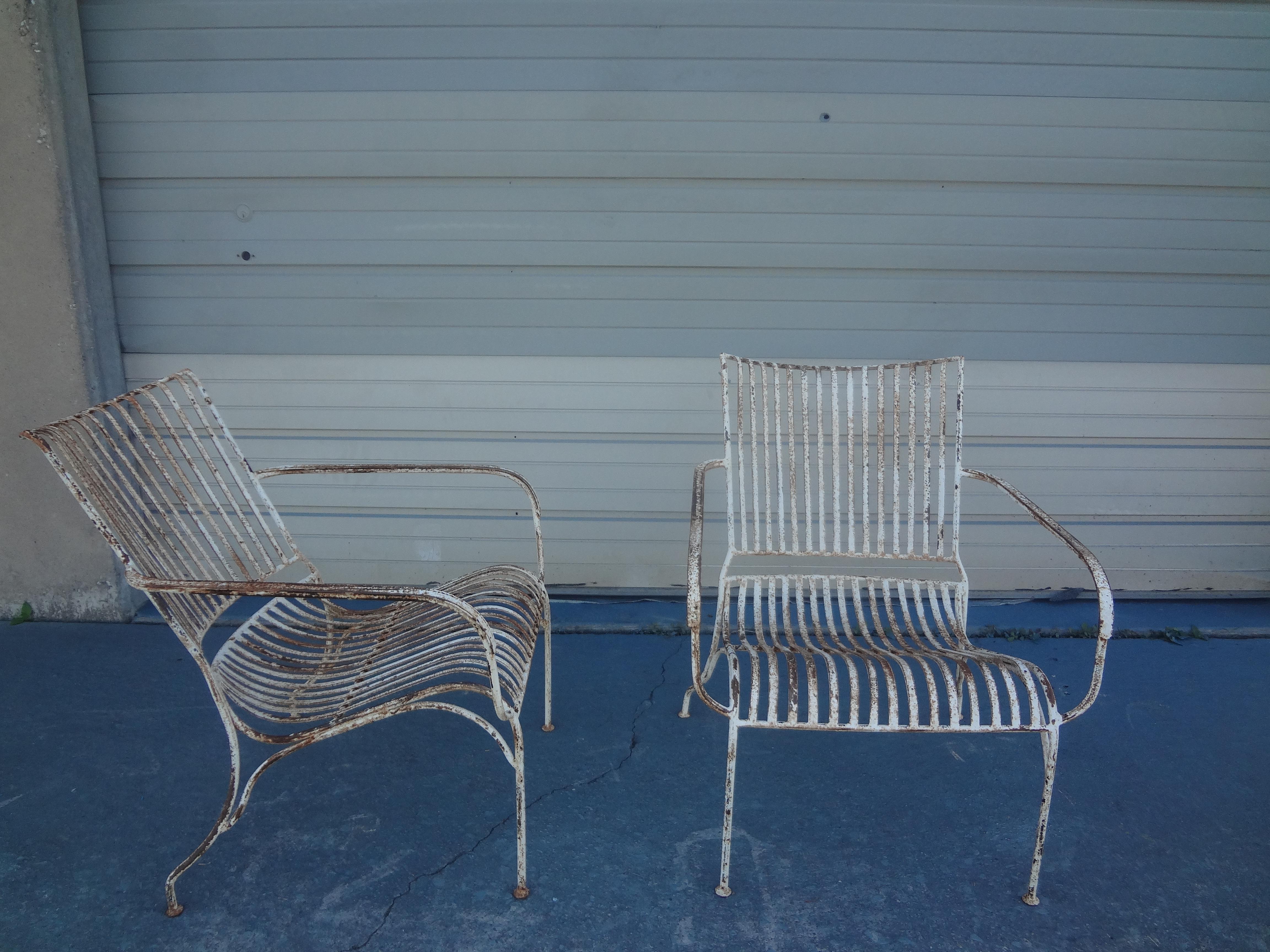 Louis XVI Pair Of French Wrought Iron Garden Chairs For Sale