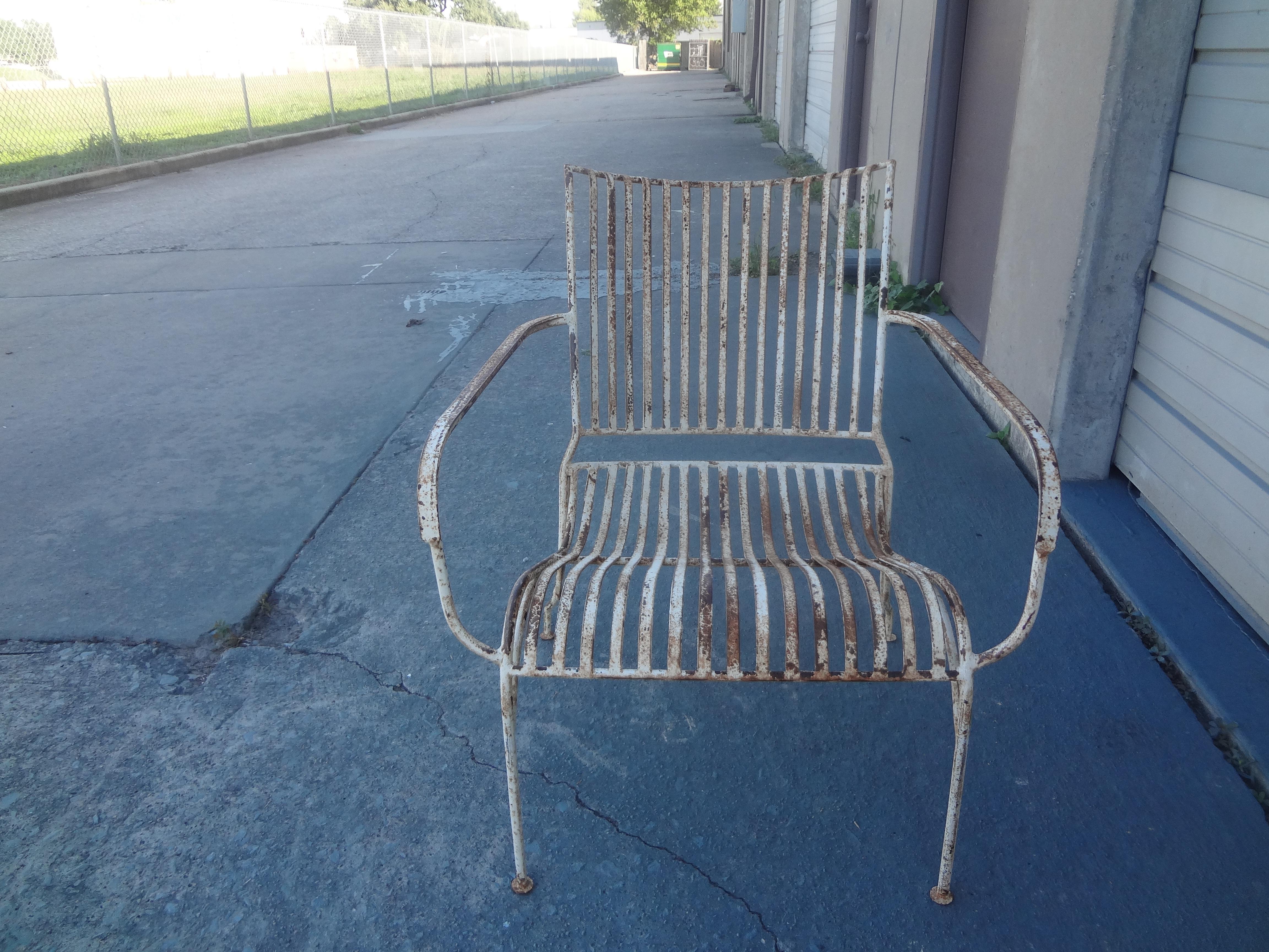 Mid-20th Century Pair Of French Wrought Iron Garden Chairs For Sale