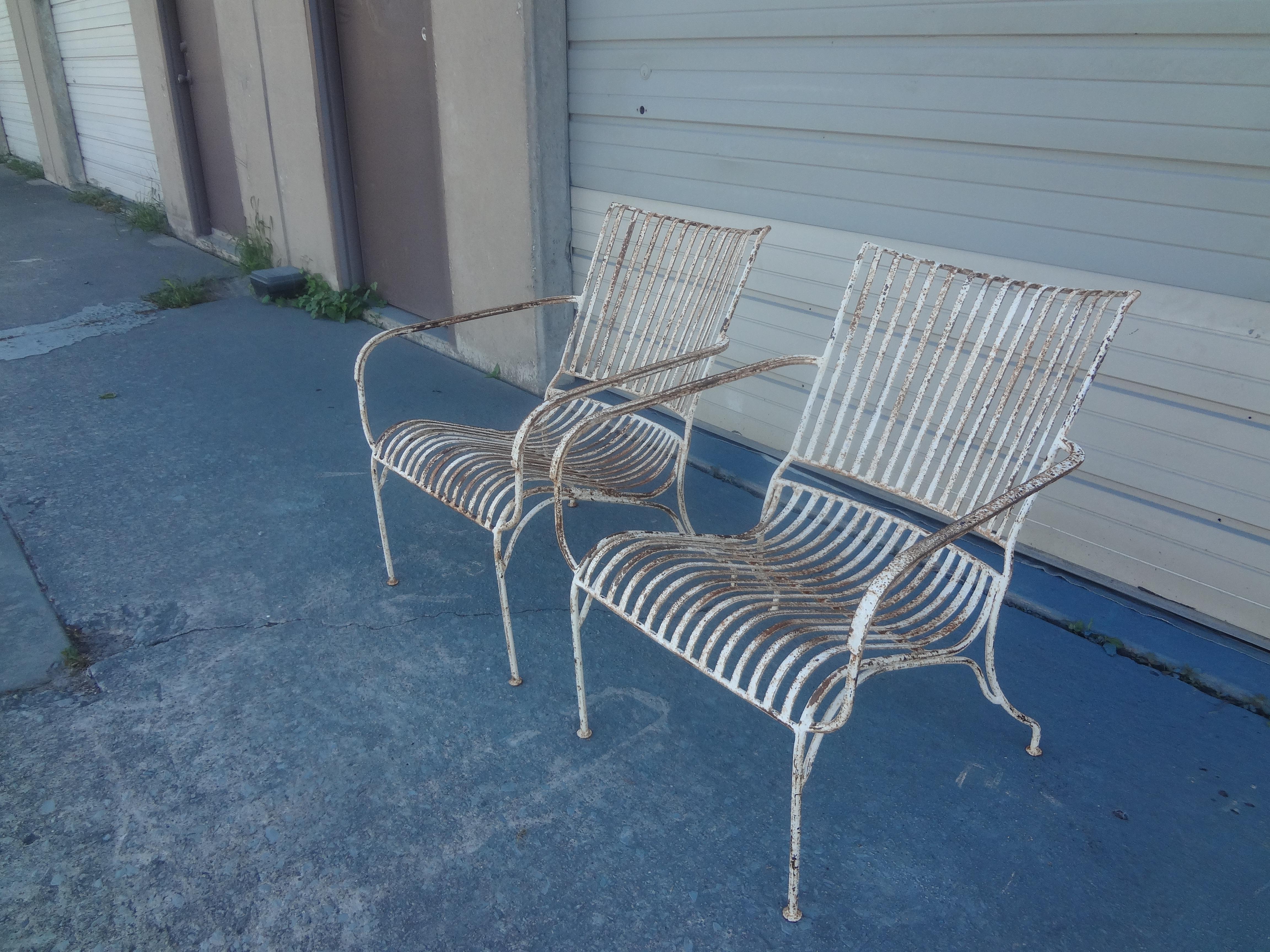 Pair Of French Wrought Iron Garden Chairs For Sale 3