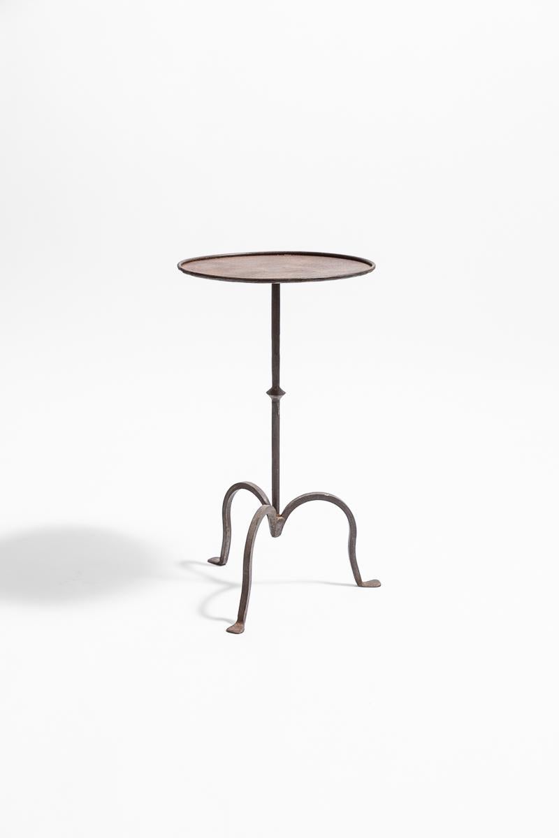 Wrought iron martini tables, hand made in England to an original 1940s French design.

Finished with a natural bronze patina as standard. Can also be supplied in black or gilt bronze.

Available as a pair or individually:

Measures: Large: 31 cm