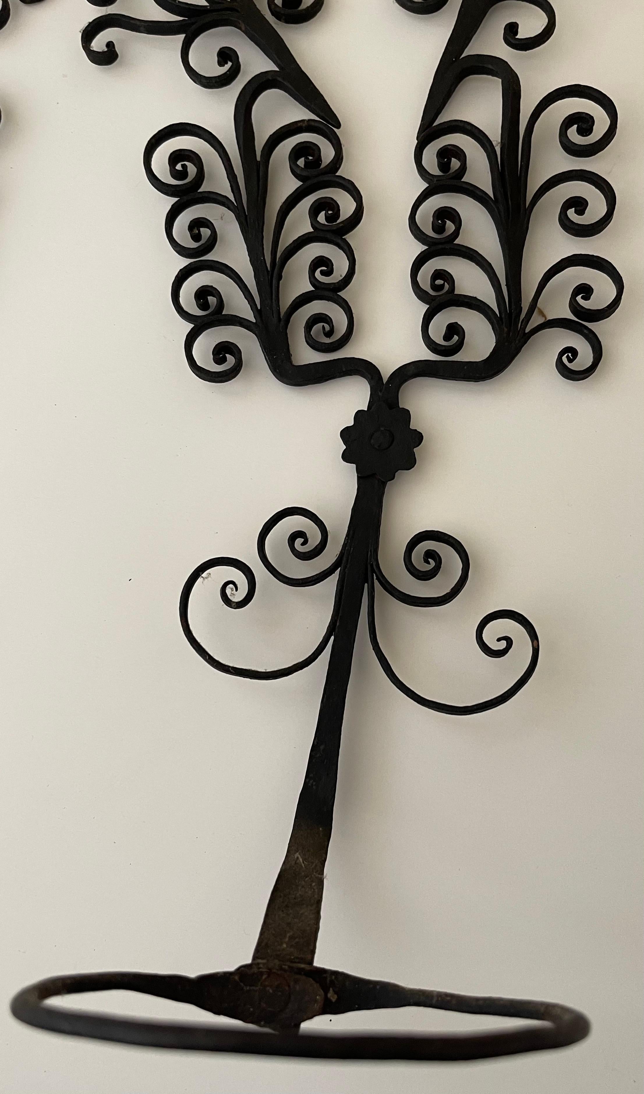 Mid-20th Century Pair of French Wrought Iron Plant Holders For Sale