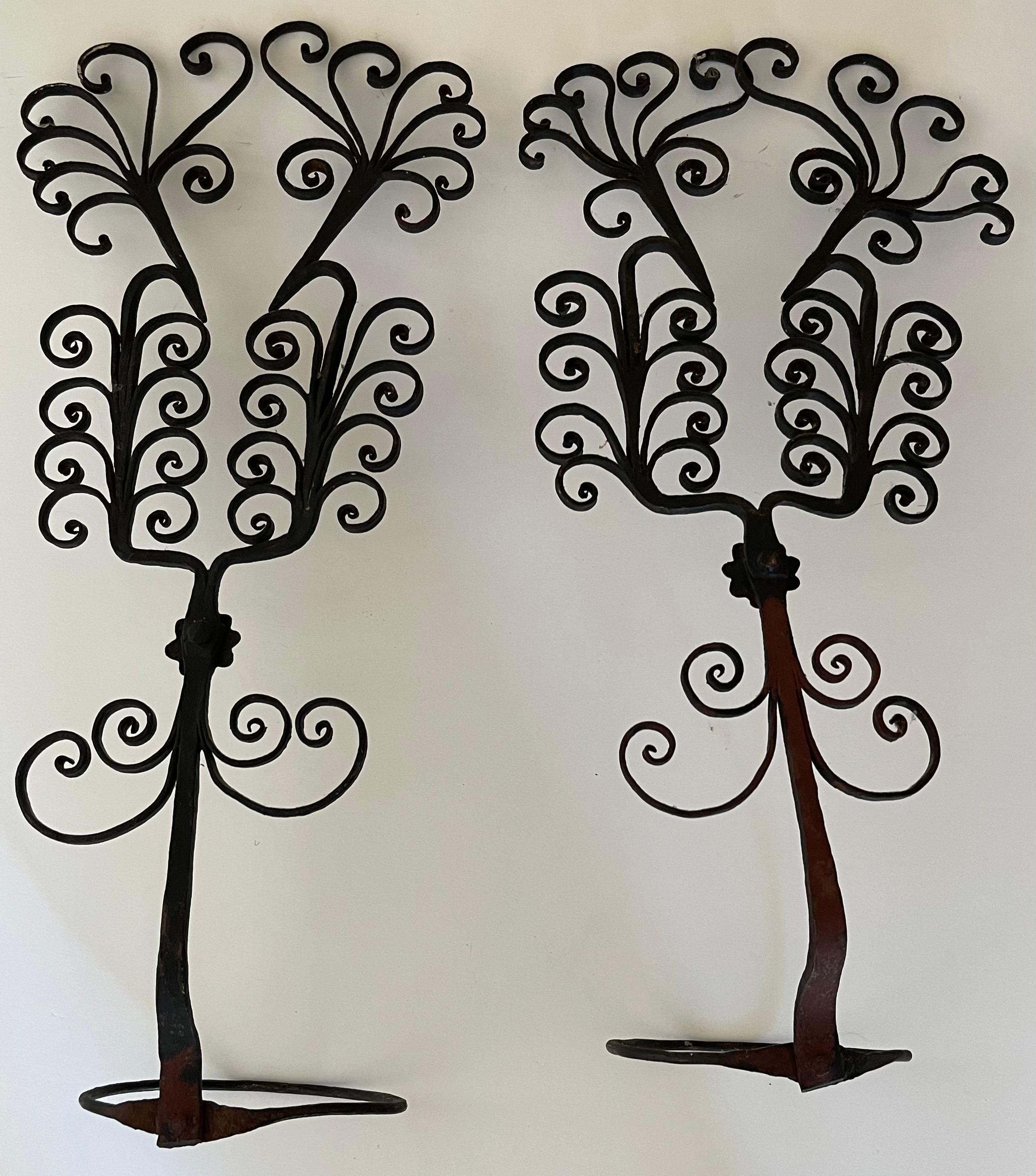 Pair of French Wrought Iron Plant Holders For Sale 2