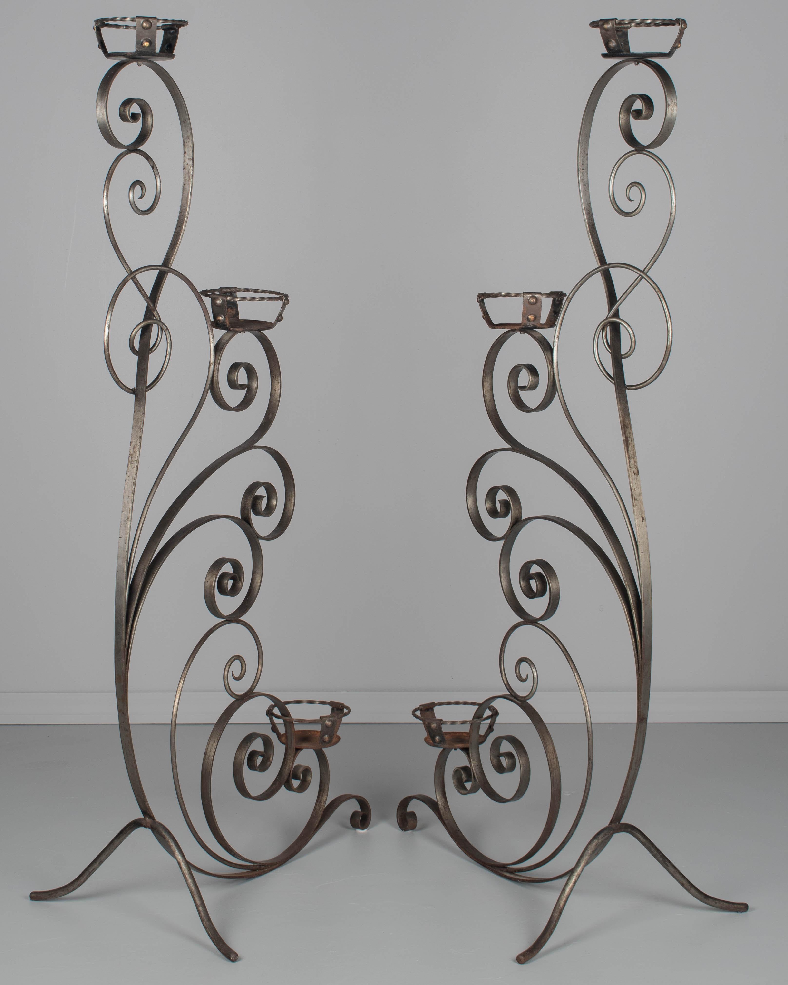 Pair of French Wrought Iron Plant Stands In Good Condition For Sale In Winter Park, FL