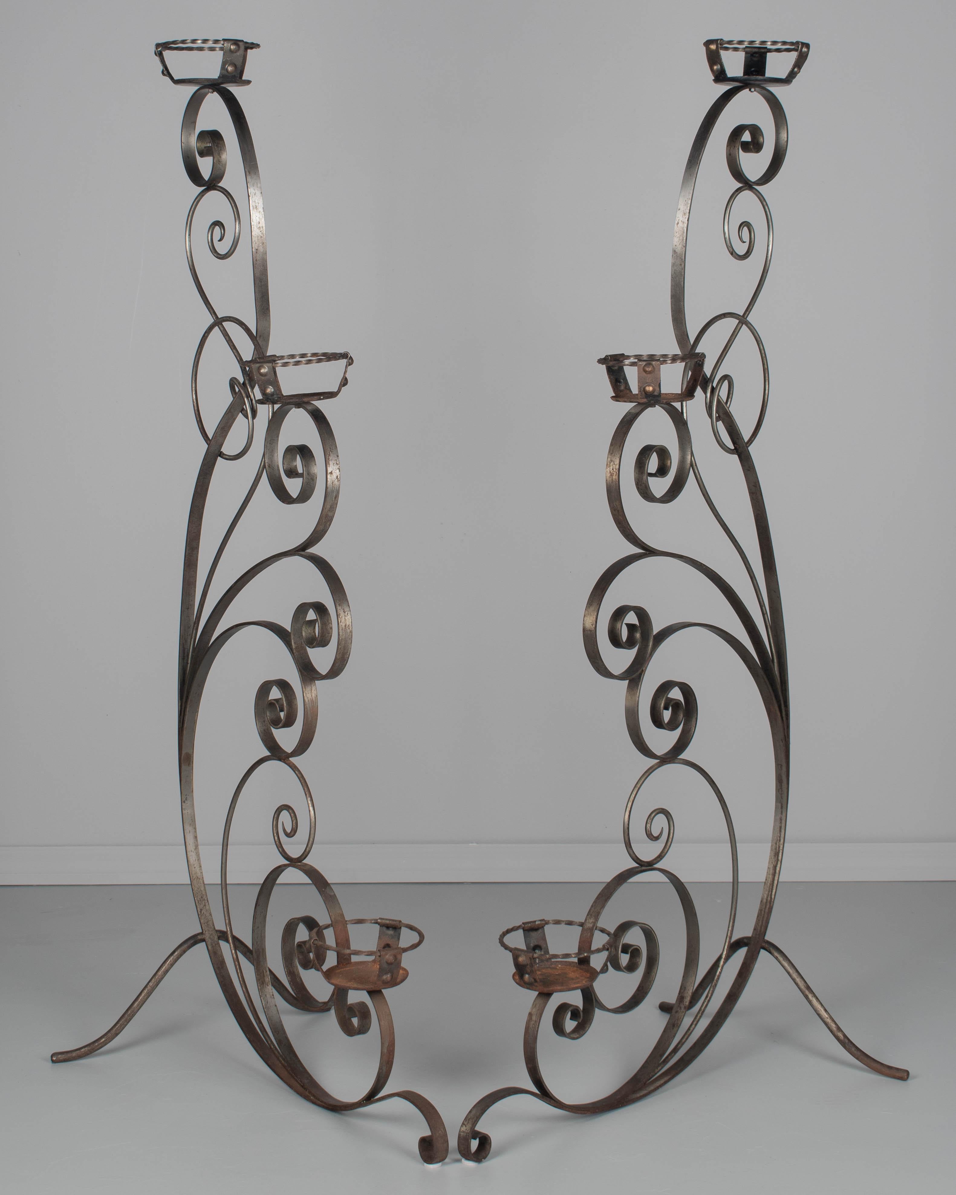 20th Century Pair of French Wrought Iron Plant Stands For Sale